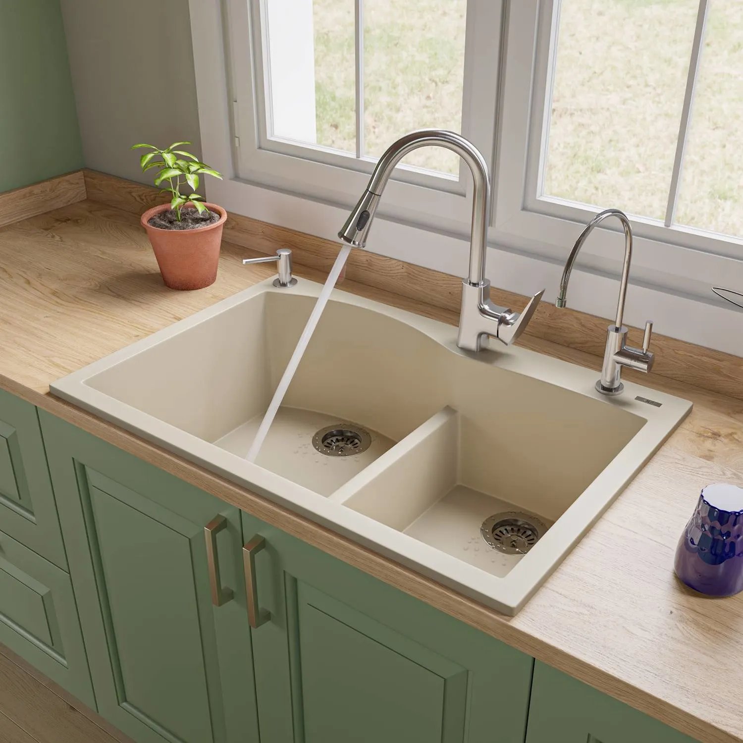 ALFI AB3320DI 33 inch Double Bowl Granite Drop-in Kitchen Sink - image 9