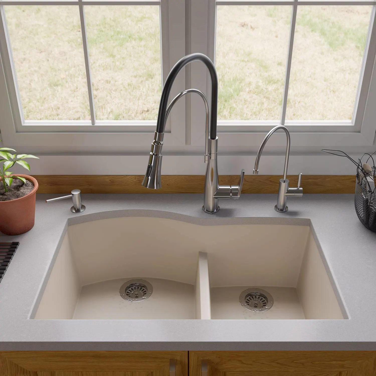 ALFI AB3320UM 33 inch Double Bowl Granite Undermount Kitchen Sink - image 7