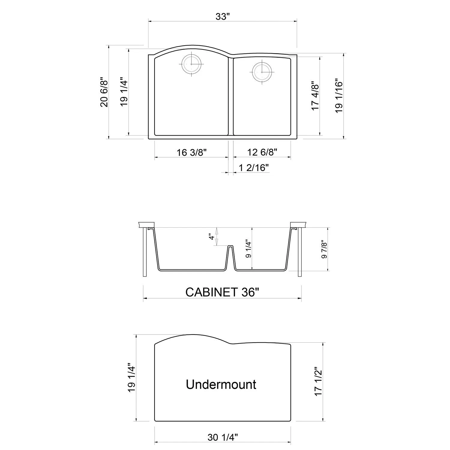 ALFI AB3320UM 33 inch Double Bowl Granite Undermount Kitchen Sink - image 9