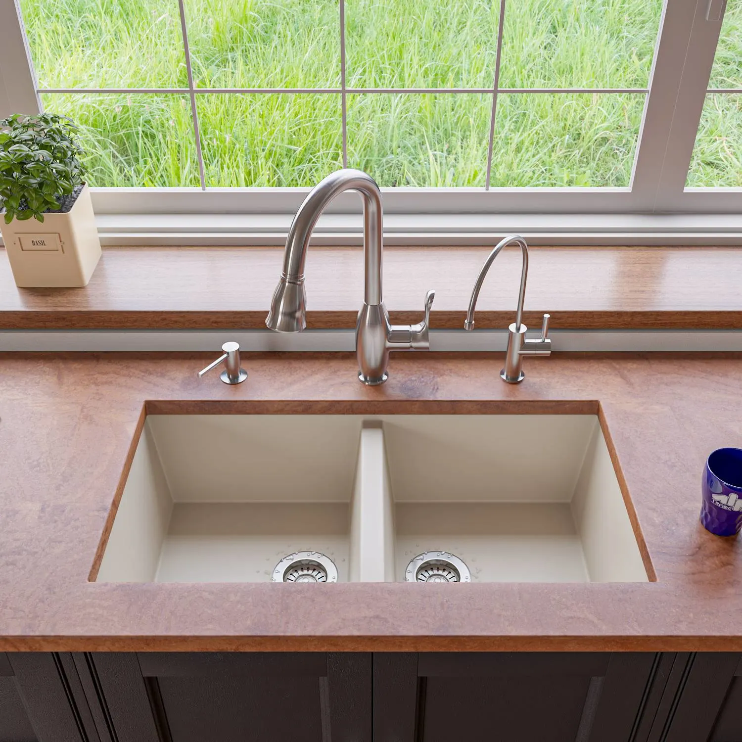 ALFI AB3420UM 34 inch Double Bowl Granite Undermount Kitchen Sink - image 11