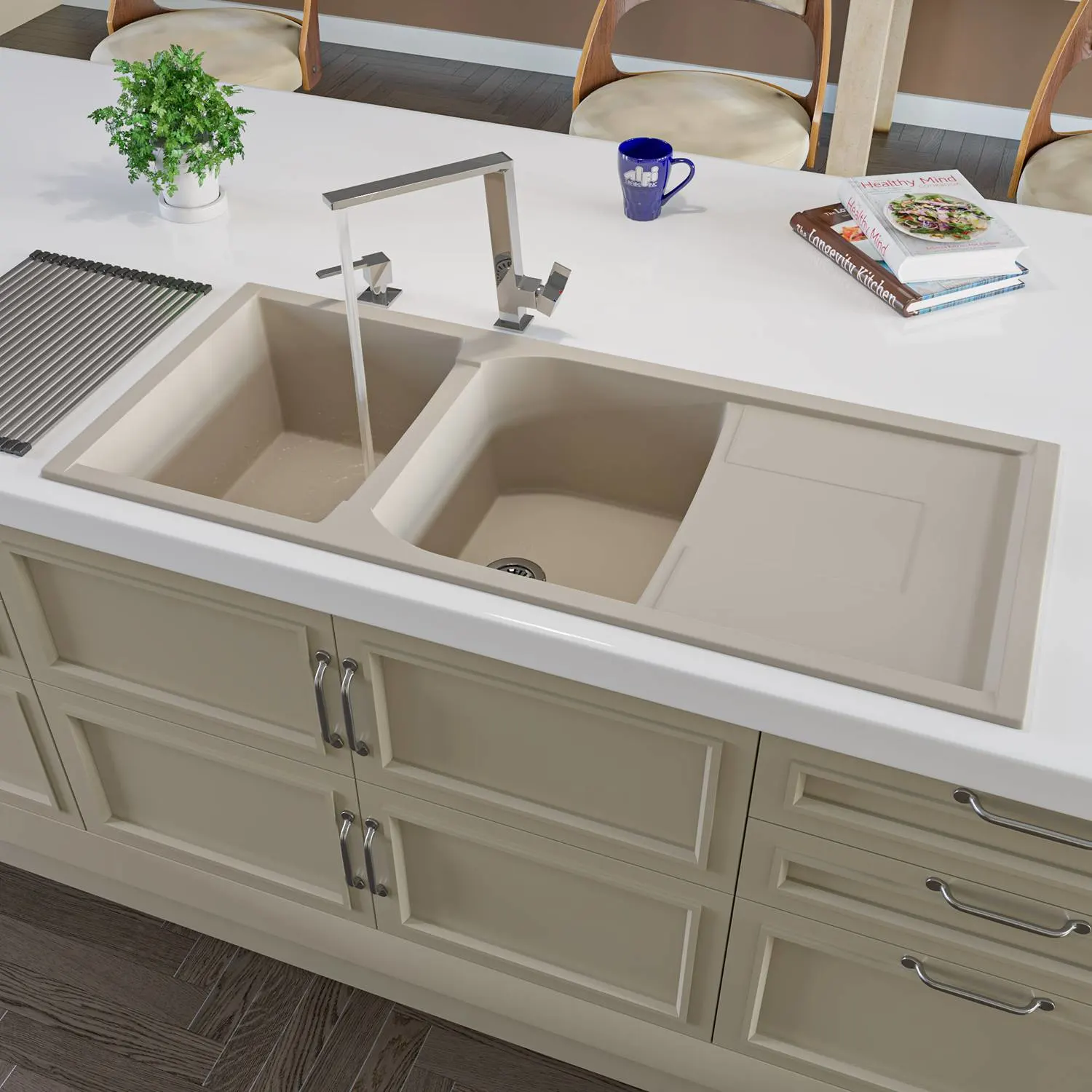 ALFI AB4620DI 46 inch Double Bowl Granite Kitchen Sink With Drainboard - image 7