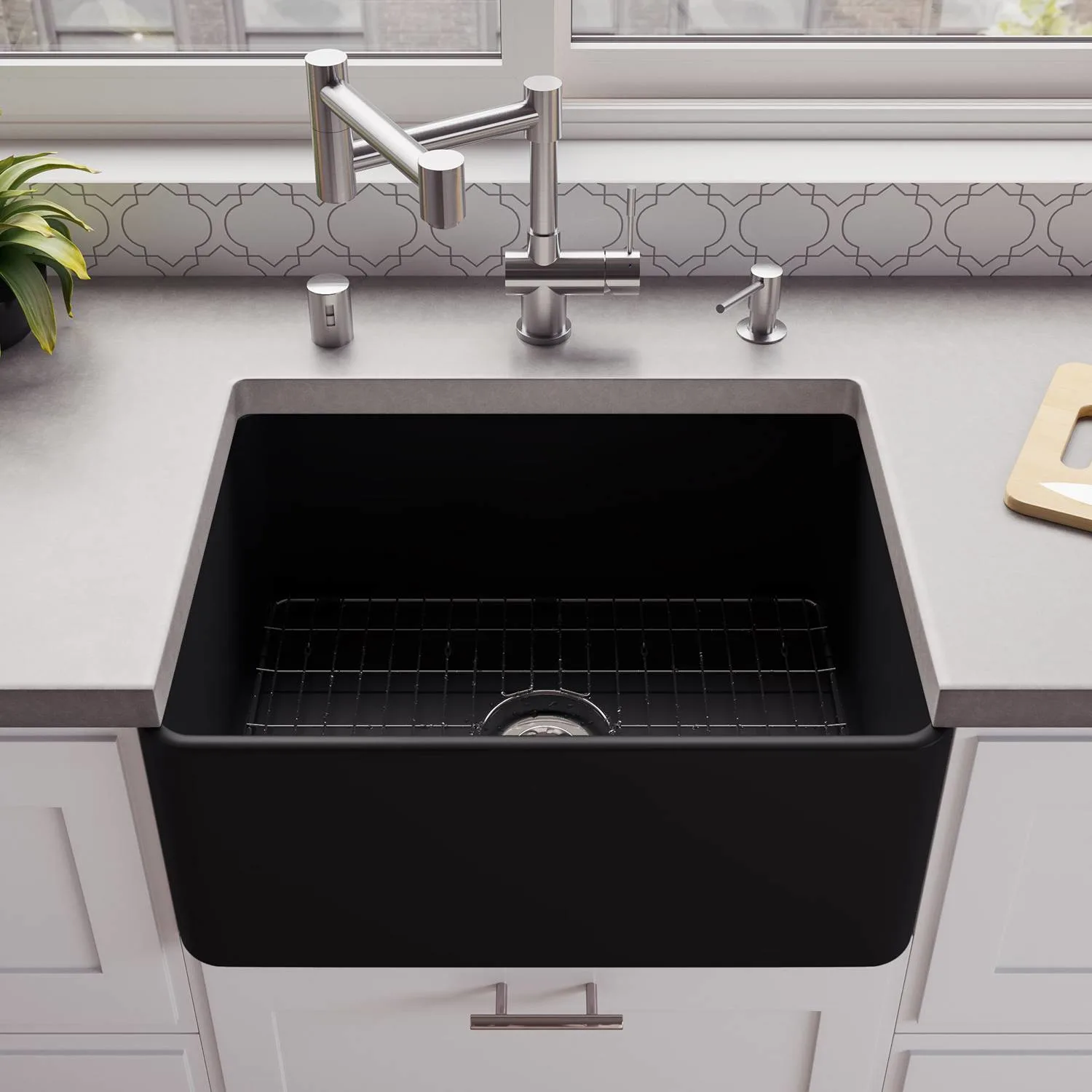 ALFI ABF2418 24 inch Smooth Single Bowl Fireclay Farm Kitchen Sink - image 6