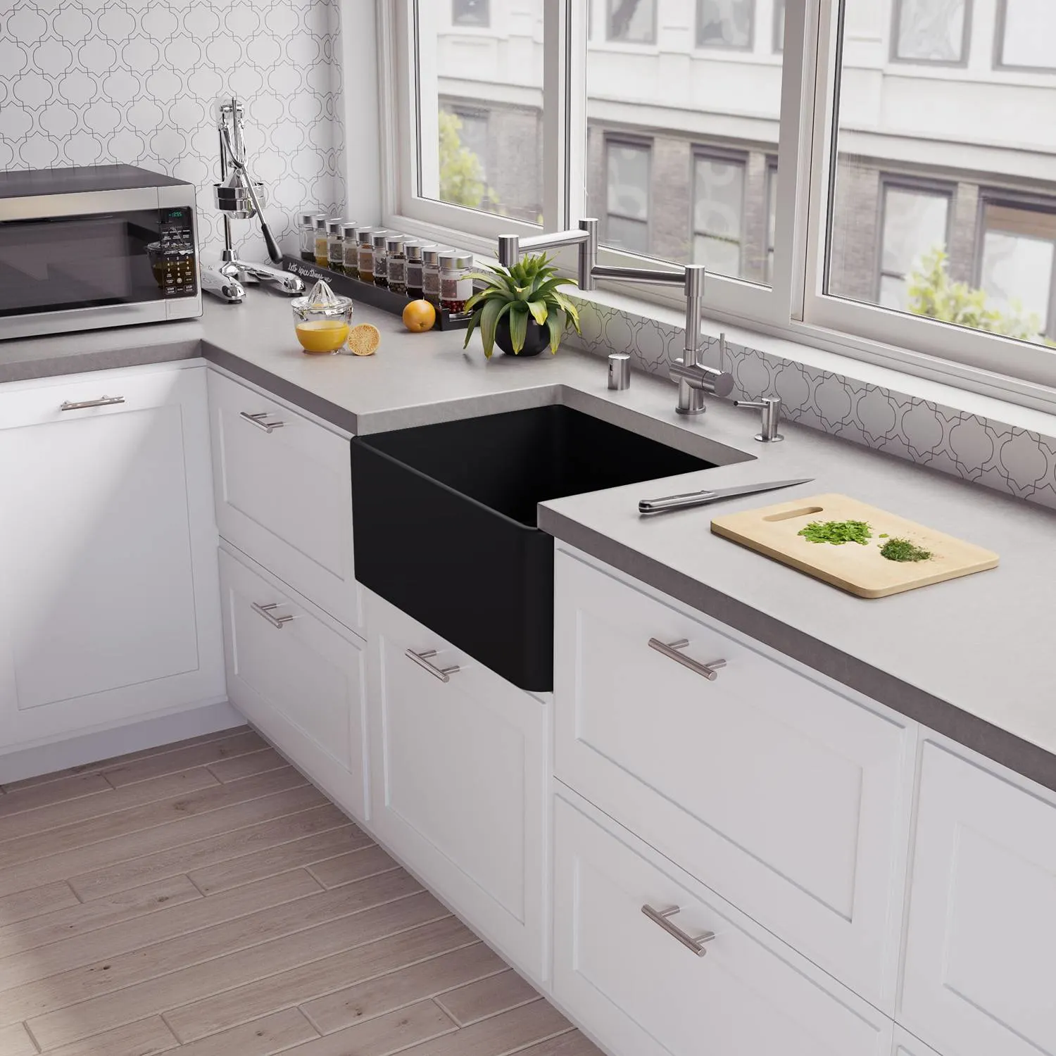 ALFI ABF2418 24 inch Smooth Single Bowl Fireclay Farm Kitchen Sink - image 7