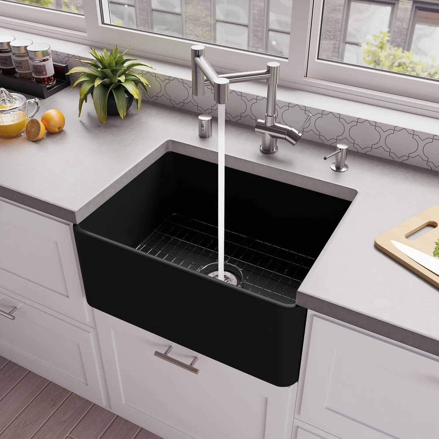 ALFI ABF2418 24 inch Smooth Single Bowl Fireclay Farm Kitchen Sink - image 8