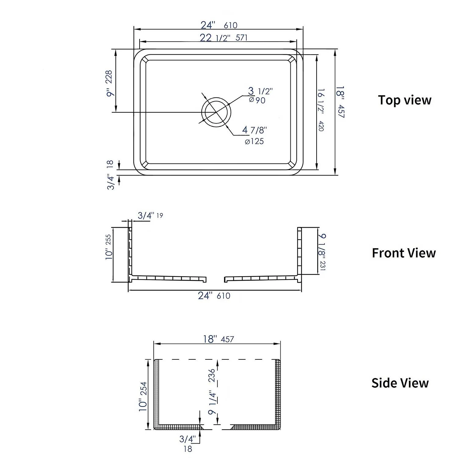 ALFI ABF2418 24 inch Smooth Single Bowl Fireclay Farm Kitchen Sink - image 9