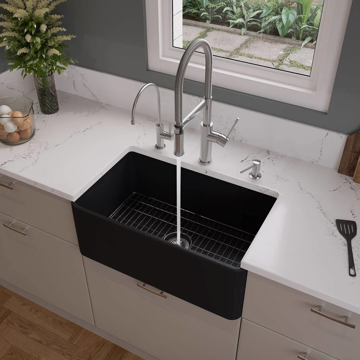 ALFI ABF3018 30 inch Smooth Single Bowl Fireclay Farm Kitchen Sink - image 6