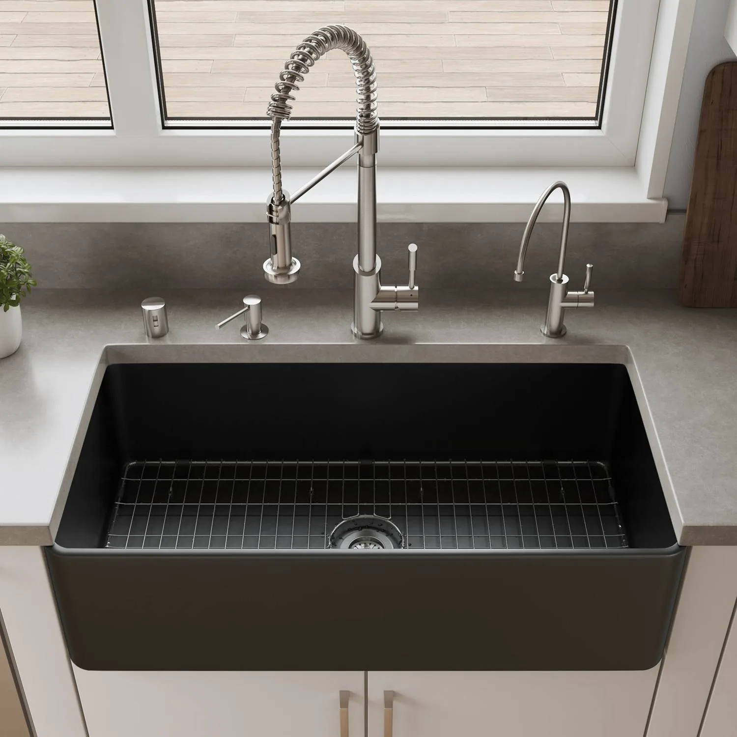 ALFI ABF3618 36 inch Smooth Single Bowl Fireclay Farm Kitchen Sink - image 6