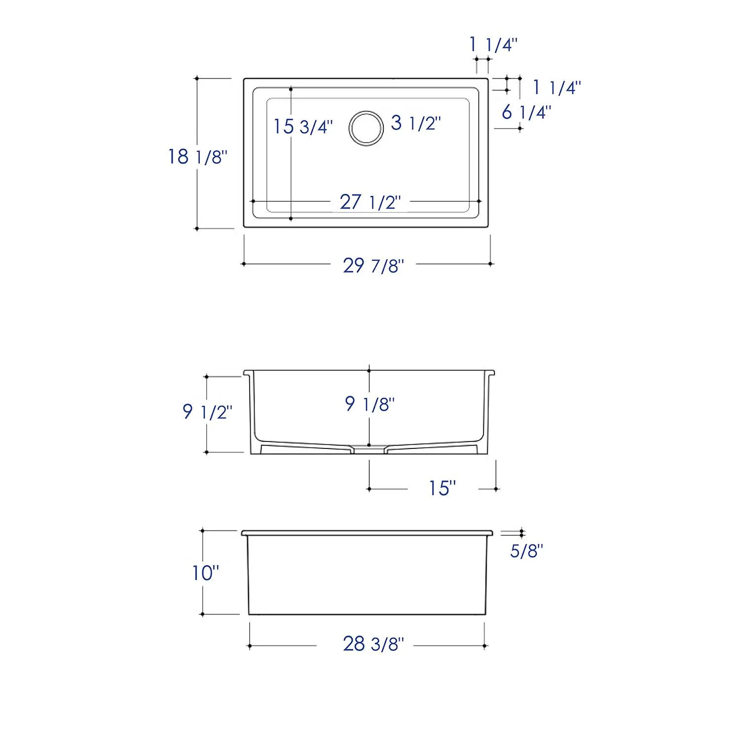 ALFI AB3018UD 24 inch Fireclay Undermount / Drop-in Kitchen Sink - image 8