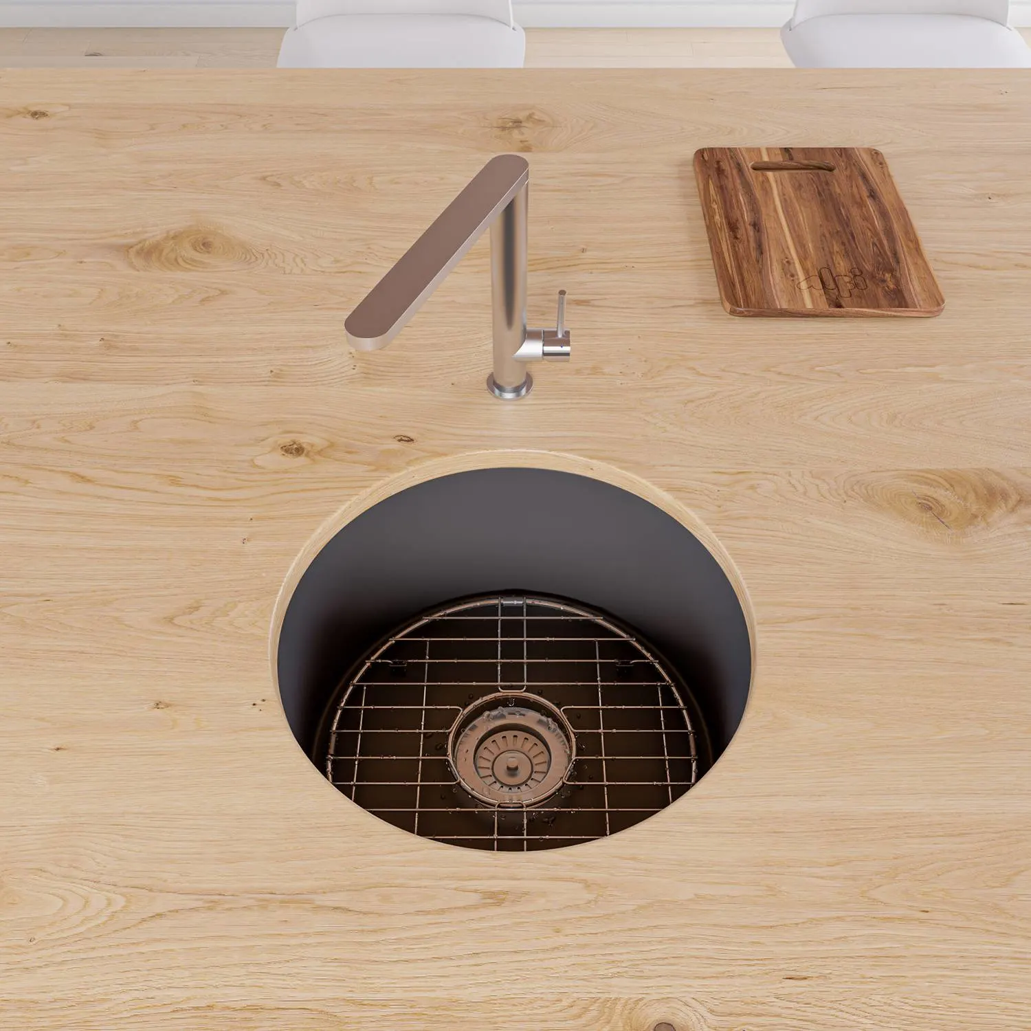 ALFI ABF1818R 18 in Round Fireclay Reversible Prep Kitchen Sink - image 8