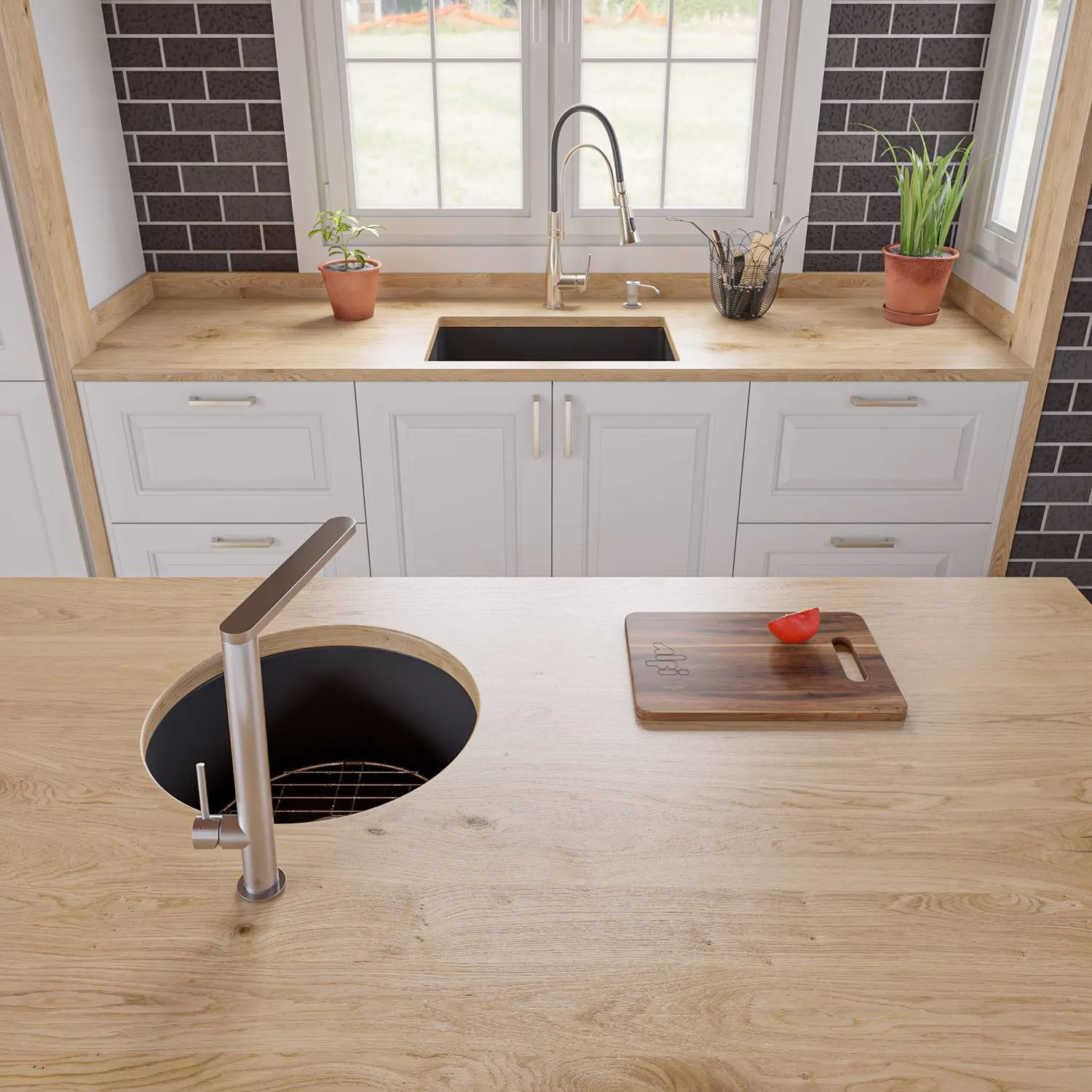 ALFI ABF1818R 18 in Round Fireclay Reversible Prep Kitchen Sink - image 9