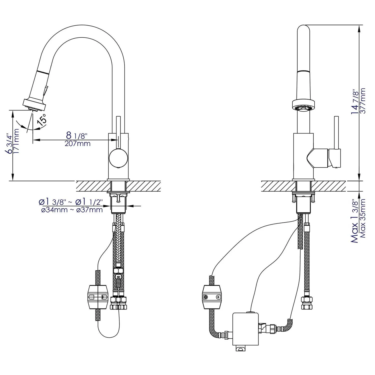 ALFI ABKF3262 Sensor Gooseneck Pull Down Kitchen Faucet - image 9