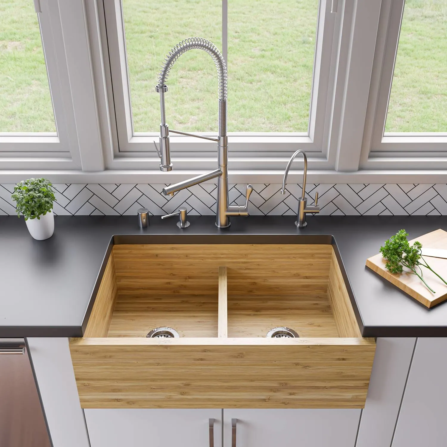 ALFI ABKF3787 Double Spout Commercial Spring Kitchen Faucet - image 7