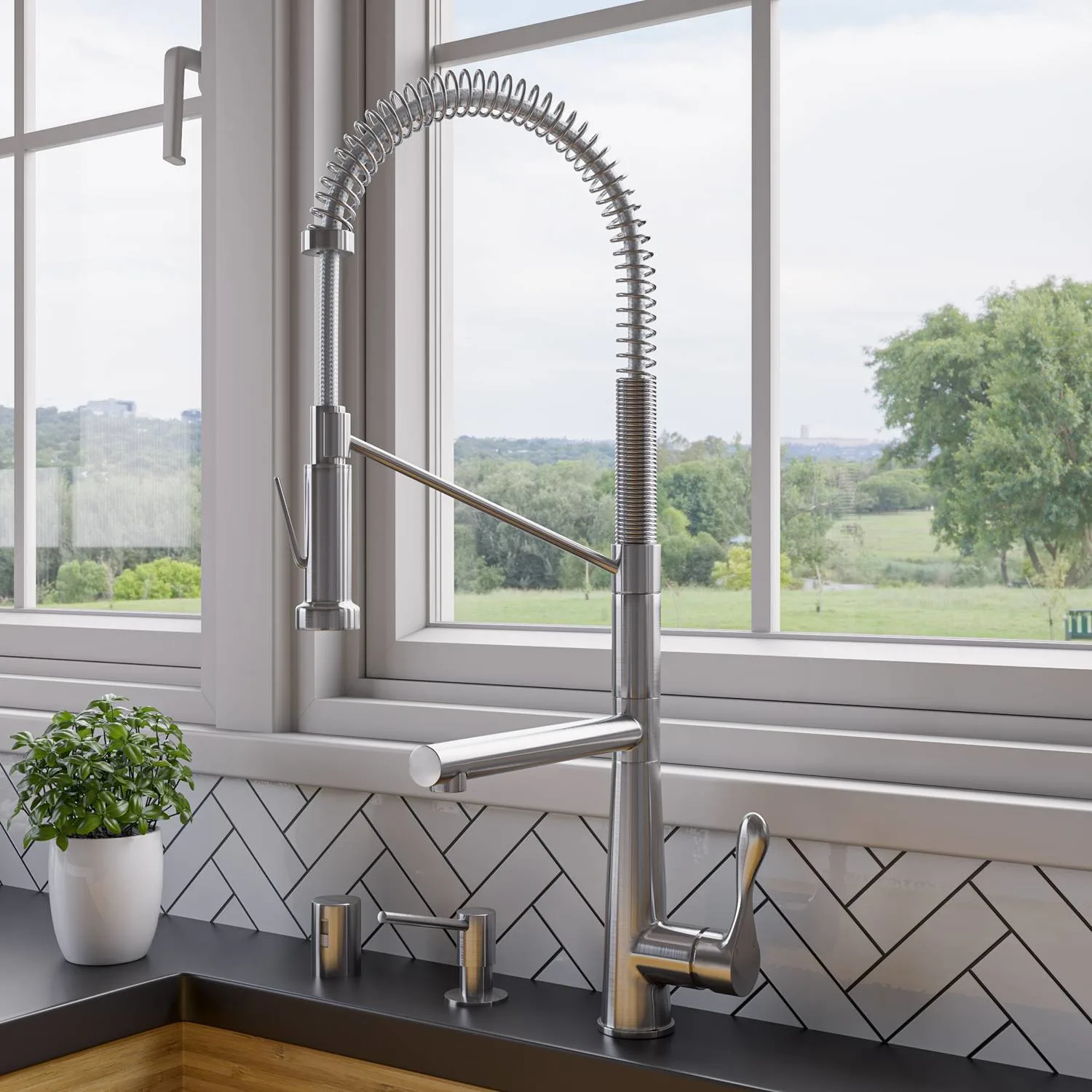 ALFI ABKF3787 Double Spout Commercial Spring Kitchen Faucet - image 8