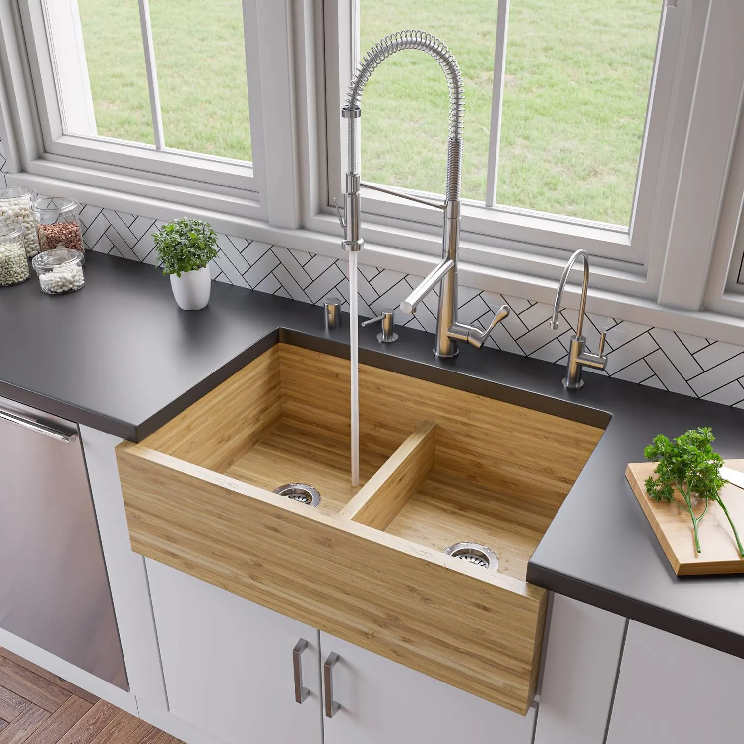 ALFI ABKF3787 Double Spout Commercial Spring Kitchen Faucet - image 9