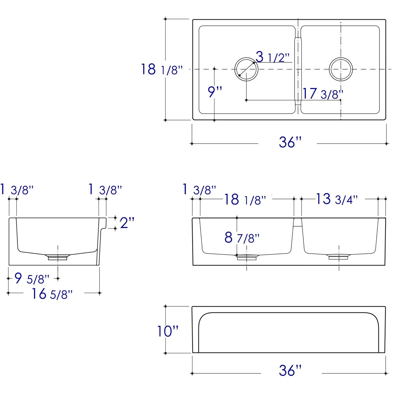 ALFI AB3618ARCH 36 inch Arched Double Bowl Fireclay Farm Kitchen Sink - image 7