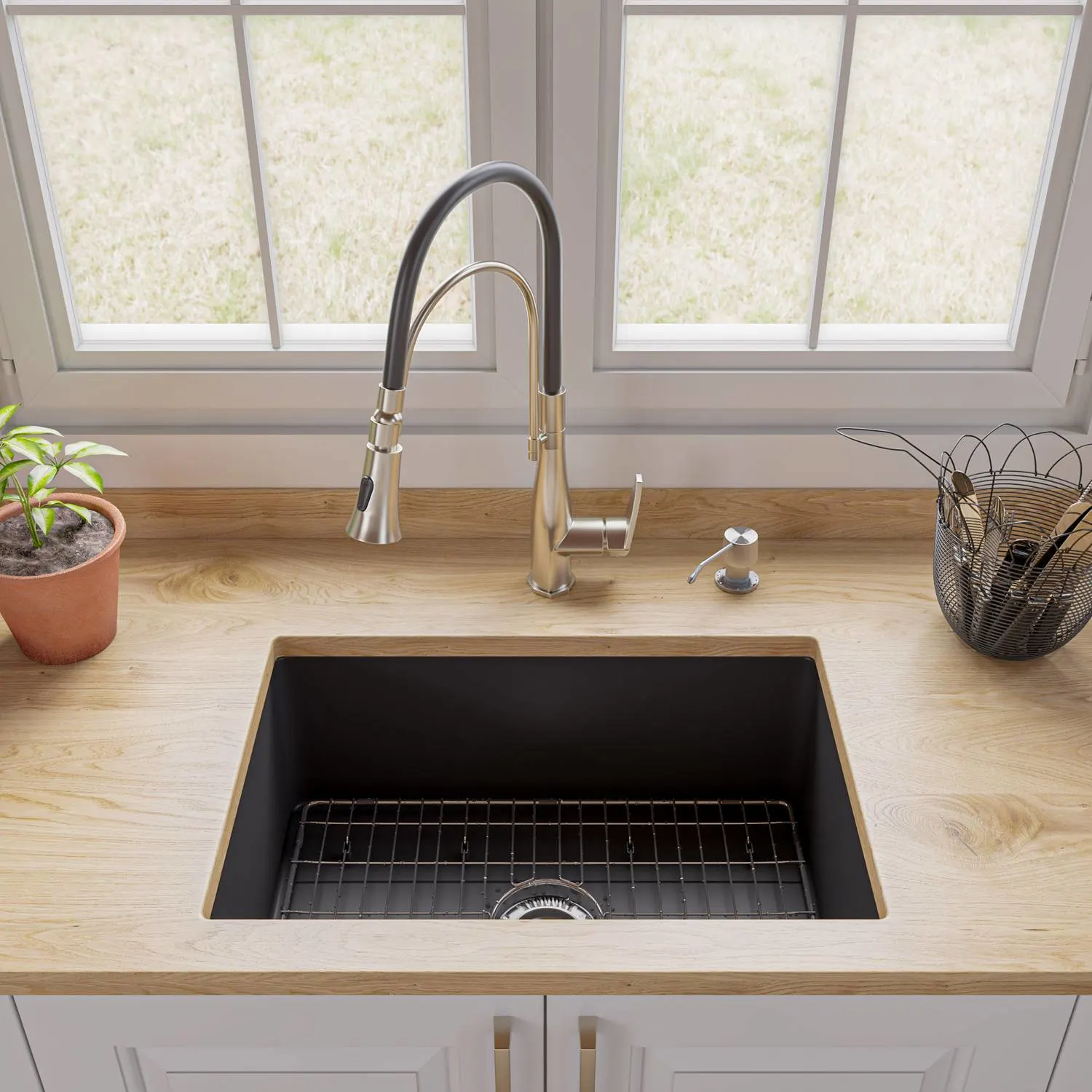 ALFI ABF2718UD 27 inch Fireclay Undermount / Drop-in Kitchen Sink - image 2