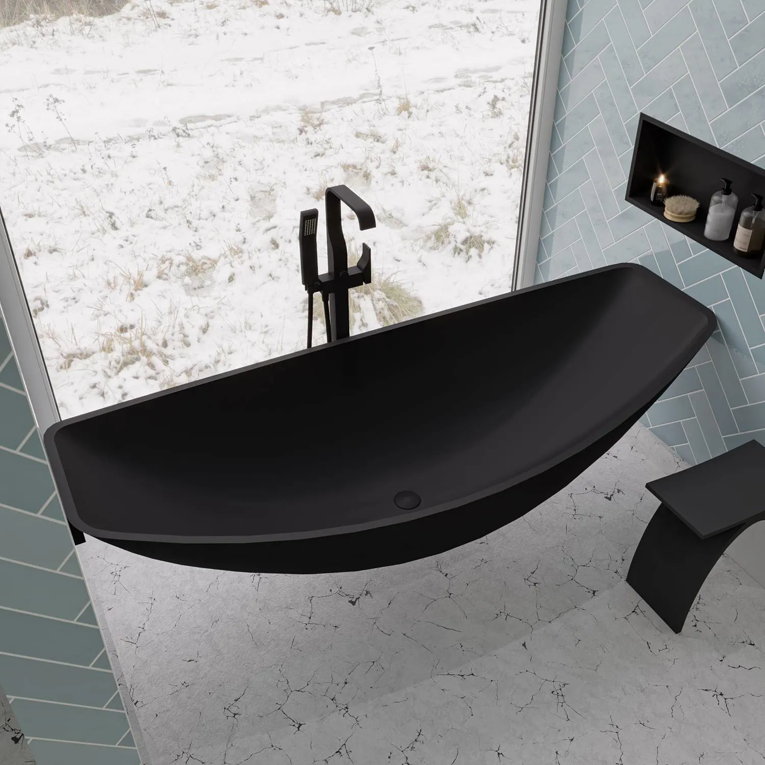 ALFI HammockTub1 79 inch Acrylic Wall Mounted Free Standing Bathtub - image 3
