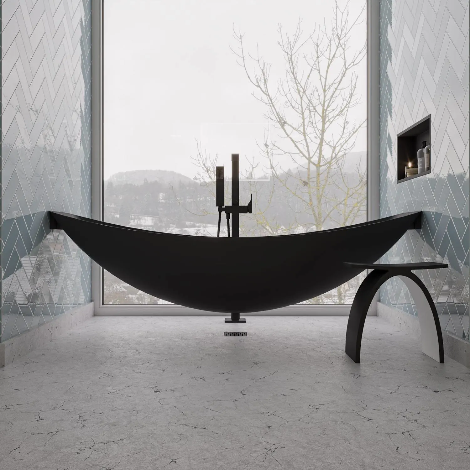 ALFI HammockTub1 79 inch Acrylic Wall Mounted Free Standing Bathtub - image 4