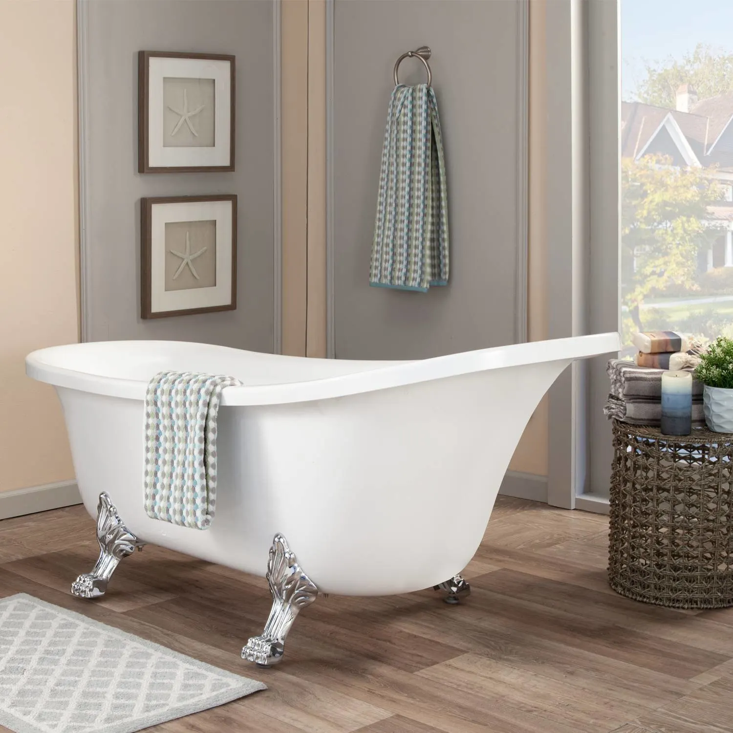 Altair Geneva 69 x 30 Inch White Freestanding Clawfoot Acrylic Bathtub - image 7