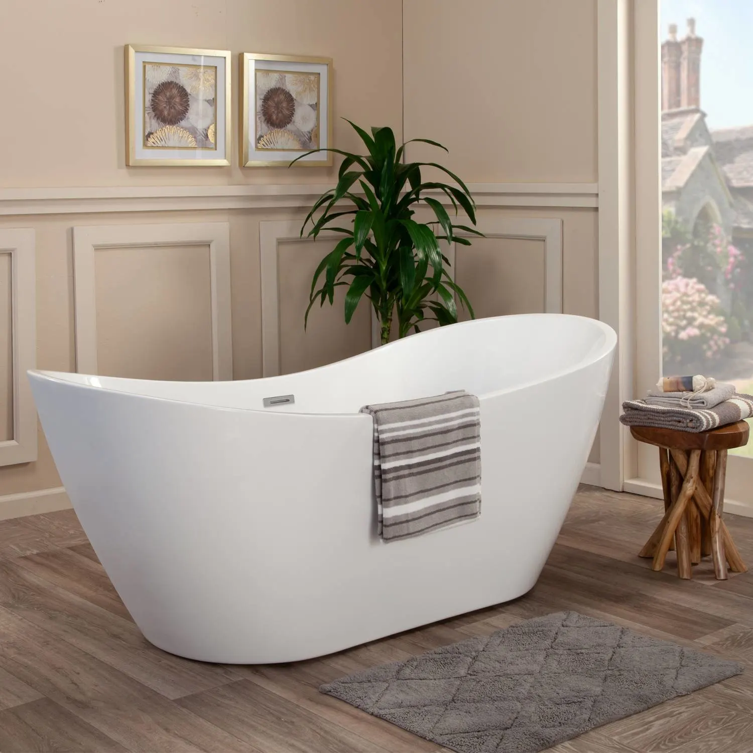 Altair Alana 70 x 32 Inch White Freestanding Oval Acrylic Bathtub - image 6