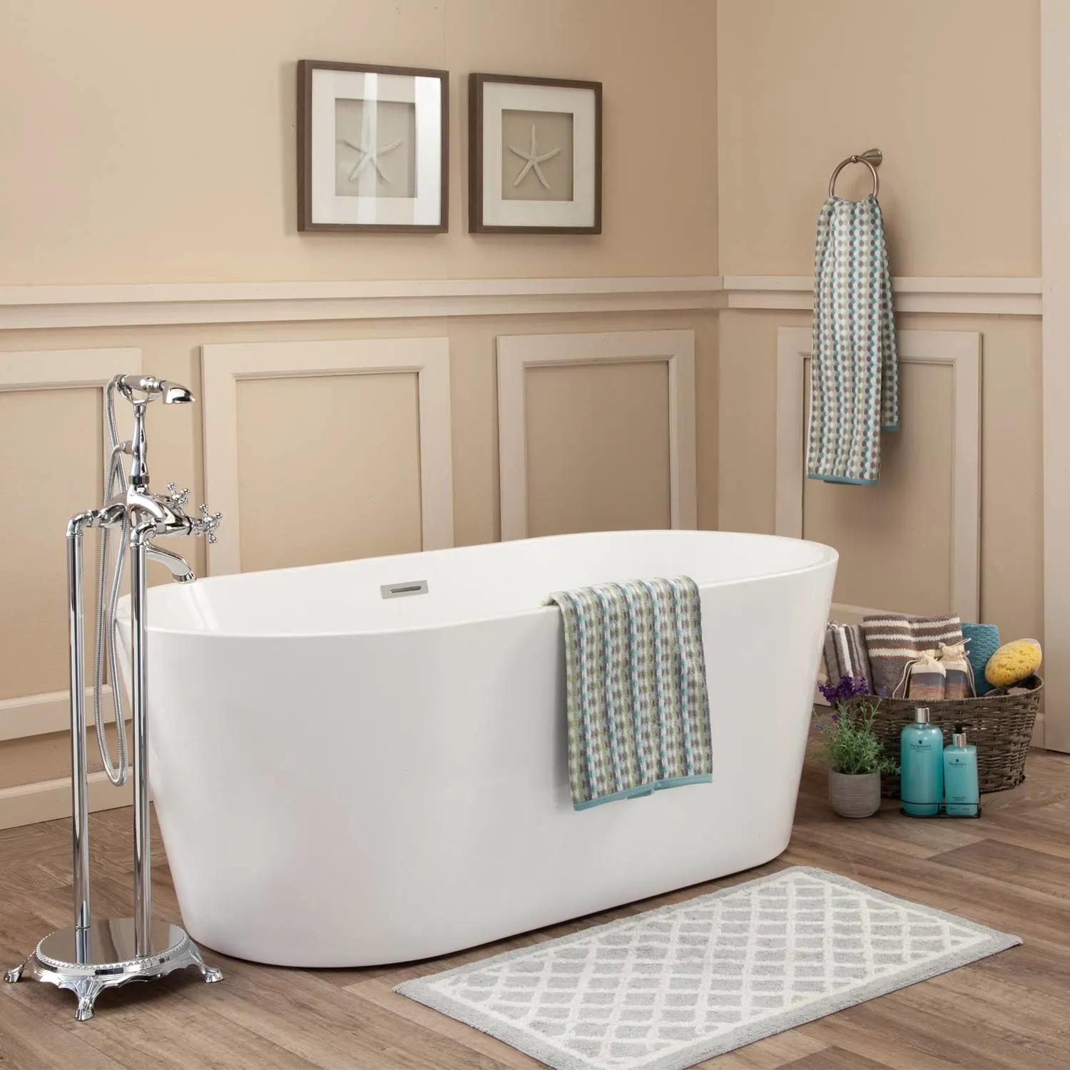 Altair Cielo White Freestanding Oval Acrylic Bathtub - image 4