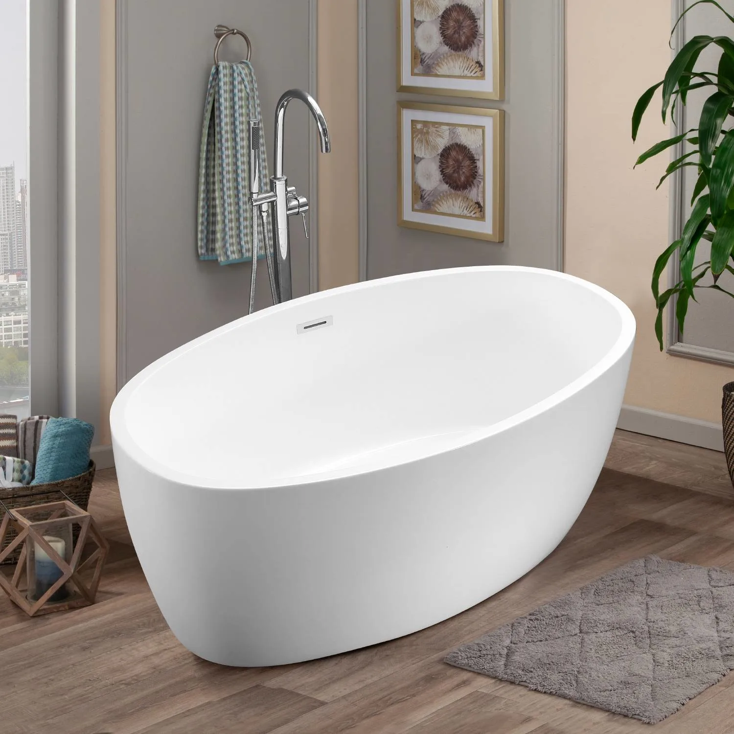 Altair Jolie White Freestanding Oval Acrylic Bathtub - image 5