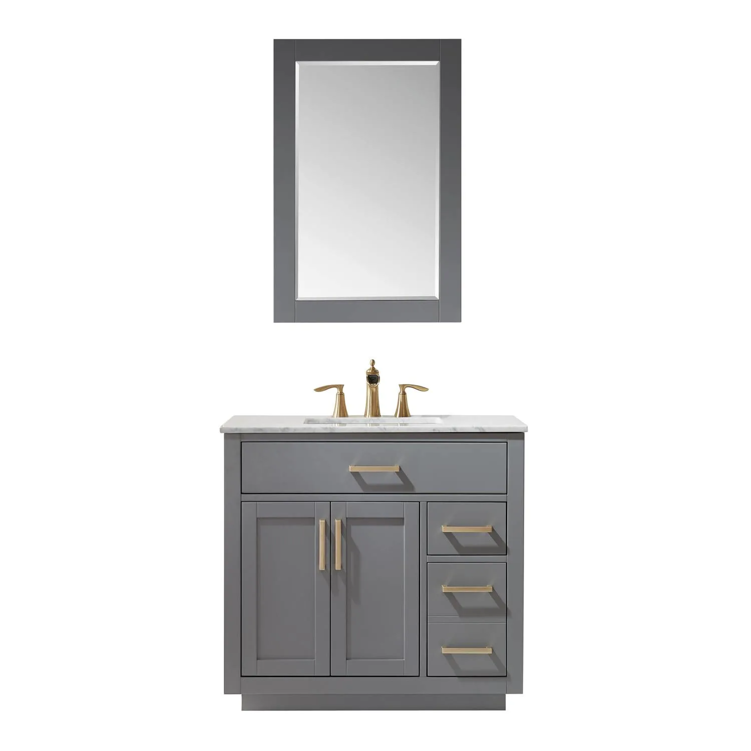Altair Ivy 36 Inch Solid Plywood White Carrara Single Vanity