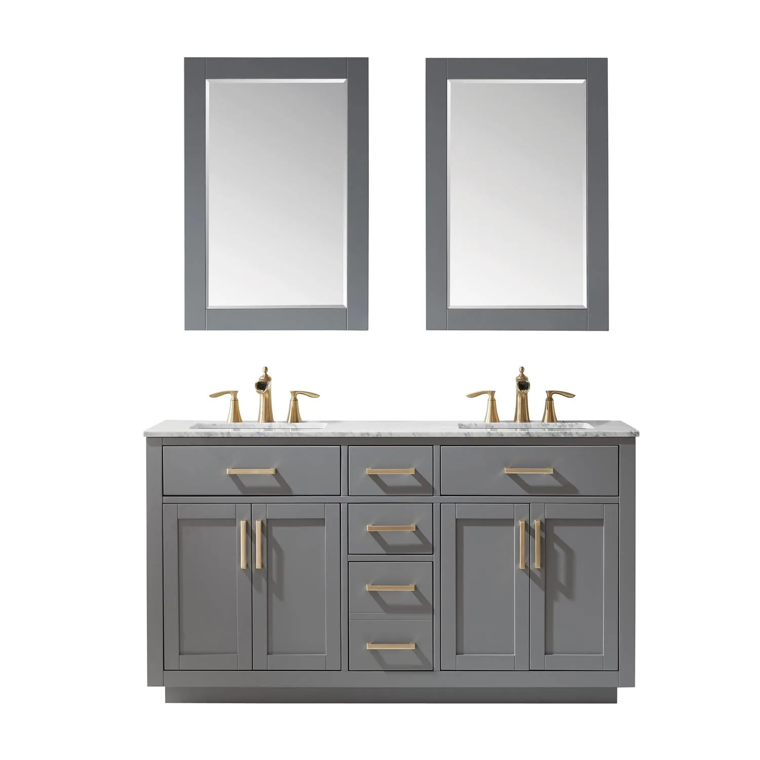 Altair Ivy 60 Inch Solid Plywood White Carrara Double Vanity
