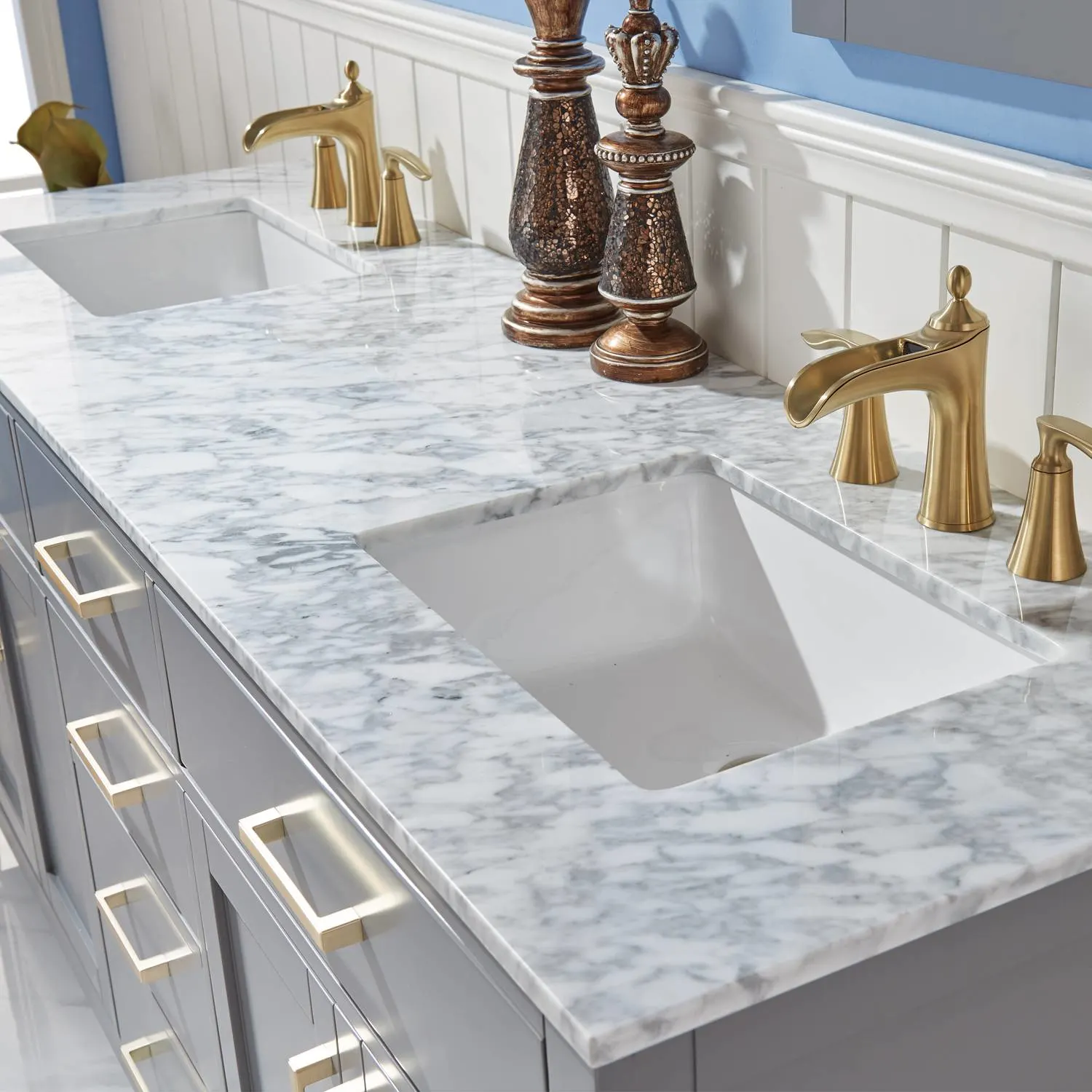 Altair Ivy 72 Inch Solid Plywood White Carrara Double Vanity - image 7