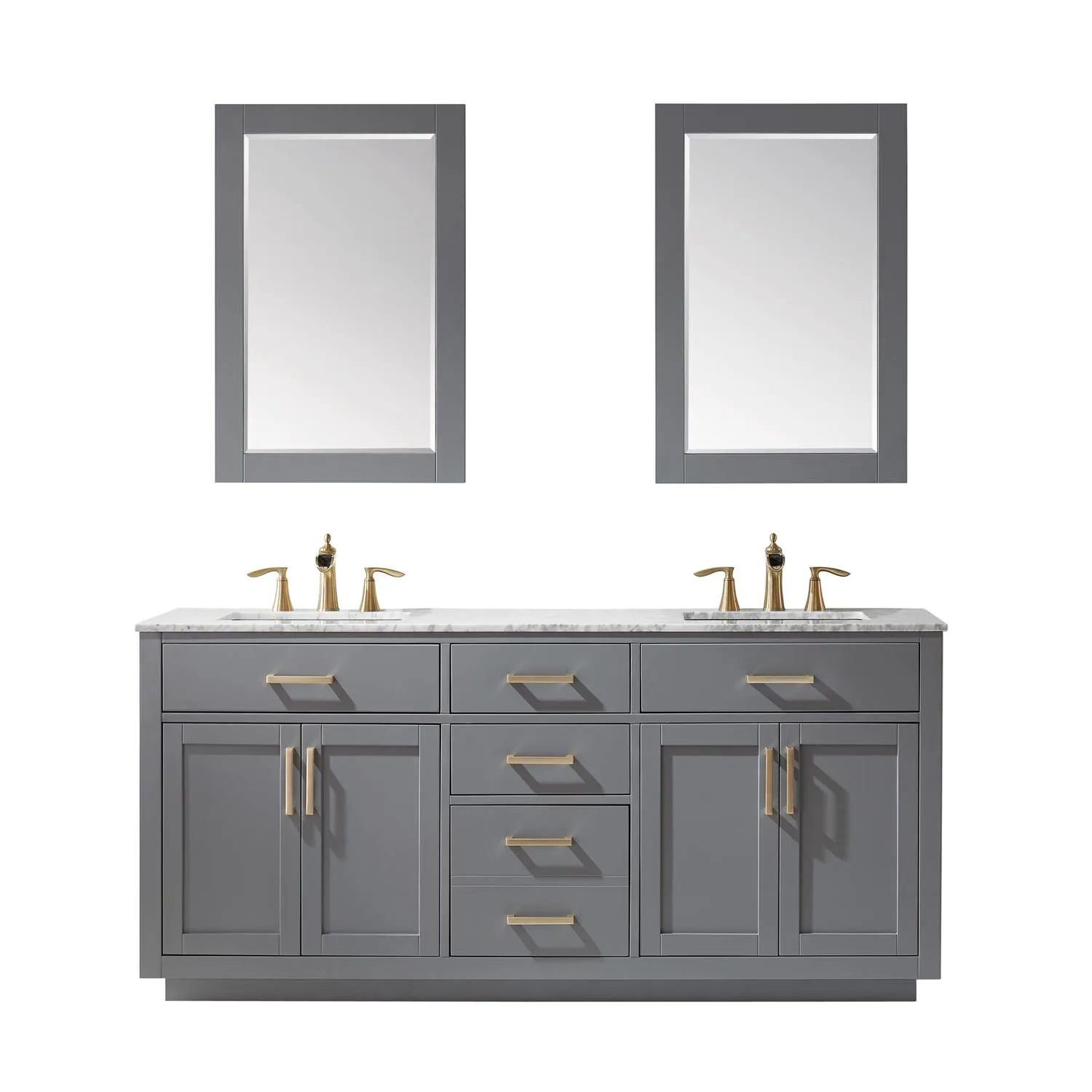 Altair Ivy 72 Inch Solid Plywood White Carrara Double Vanity