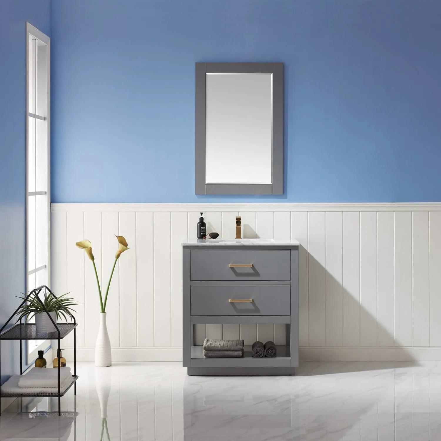 Altair Remi 30 Inch Solid Plywood White Carrara Single Vanity - image 3