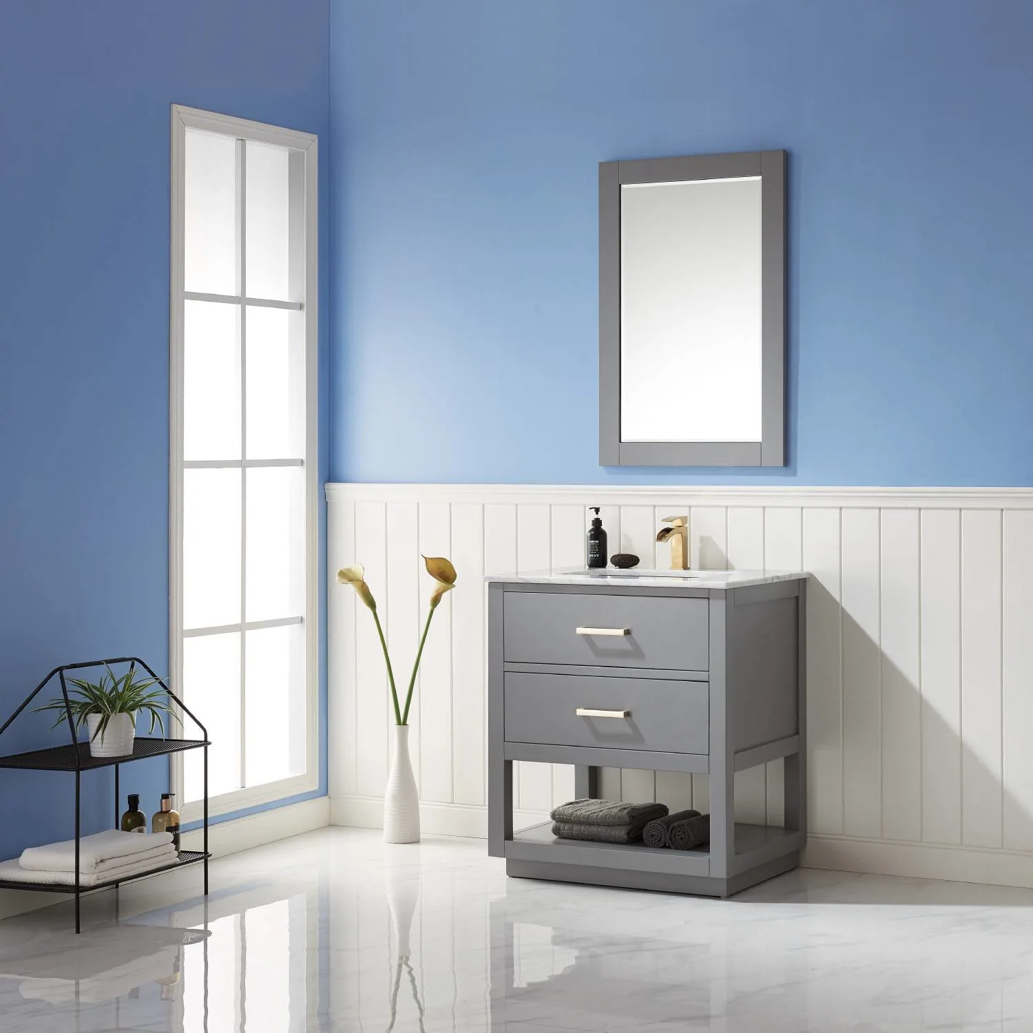 Altair Remi 30 Inch Solid Plywood White Carrara Single Vanity - image 4