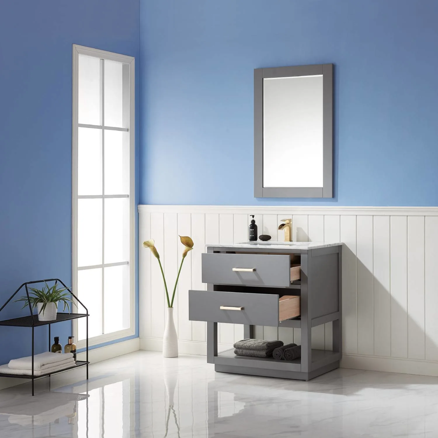 Altair Remi 30 Inch Solid Plywood White Carrara Single Vanity - image 5