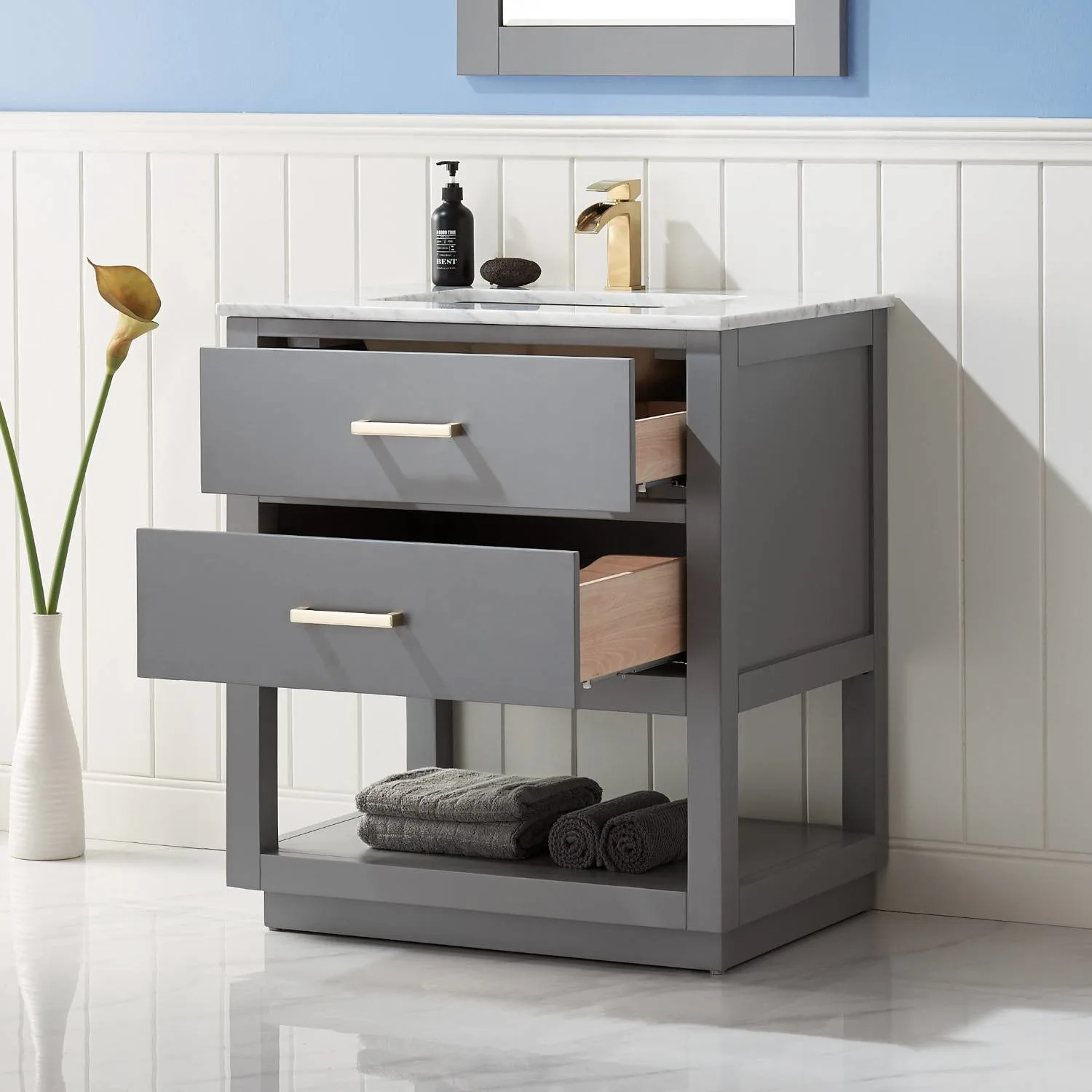 Altair Remi 30 Inch Solid Plywood White Carrara Single Vanity - image 7