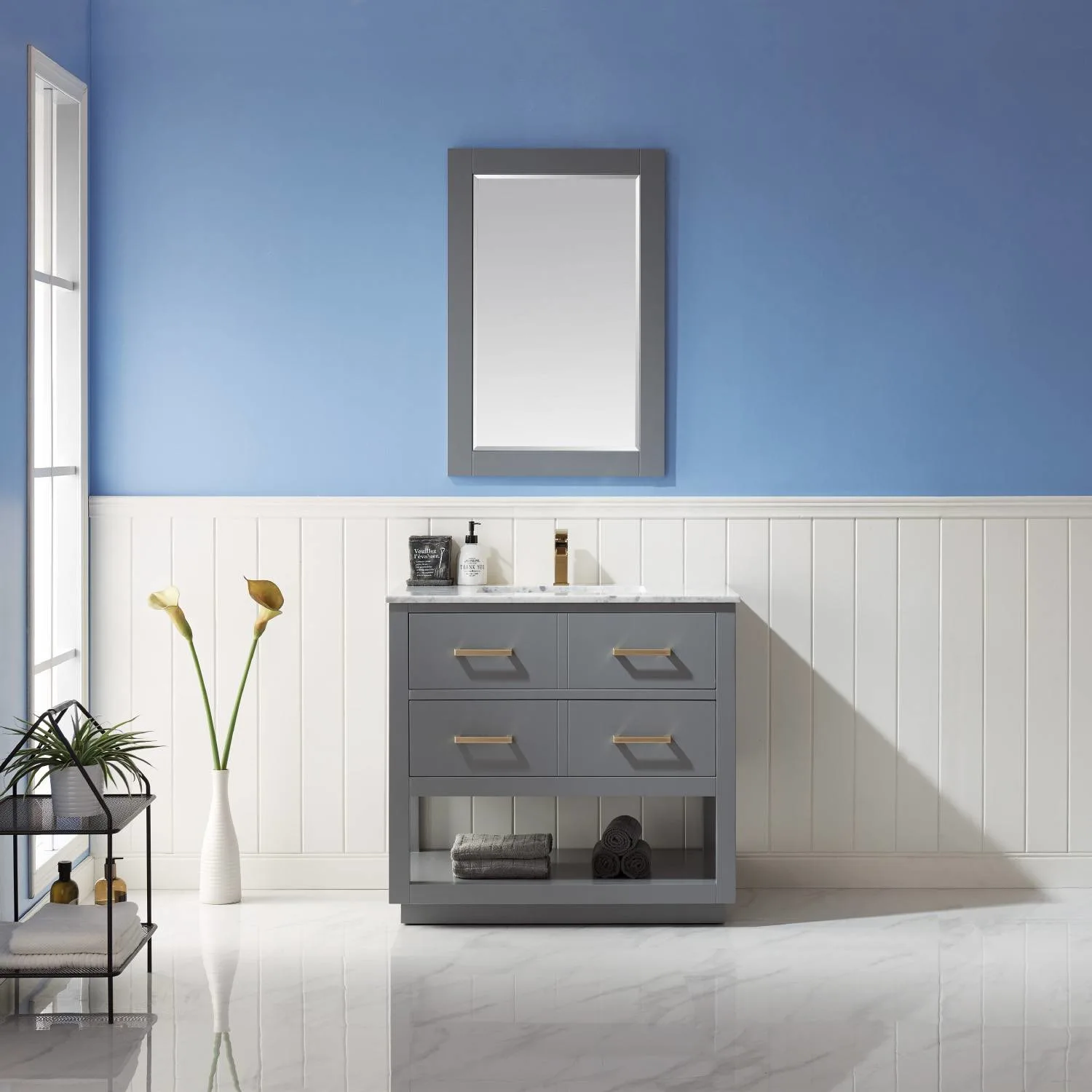 Altair Remi 36 Inch Solid Plywood White Carrara Single Vanity - image 2