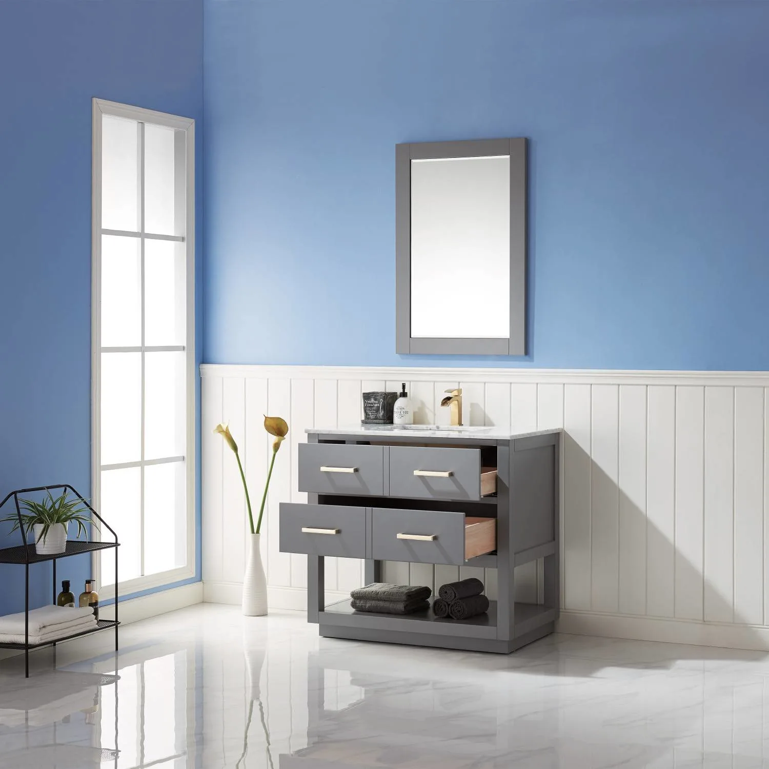 Altair Remi 36 Inch Solid Plywood White Carrara Single Vanity - image 4