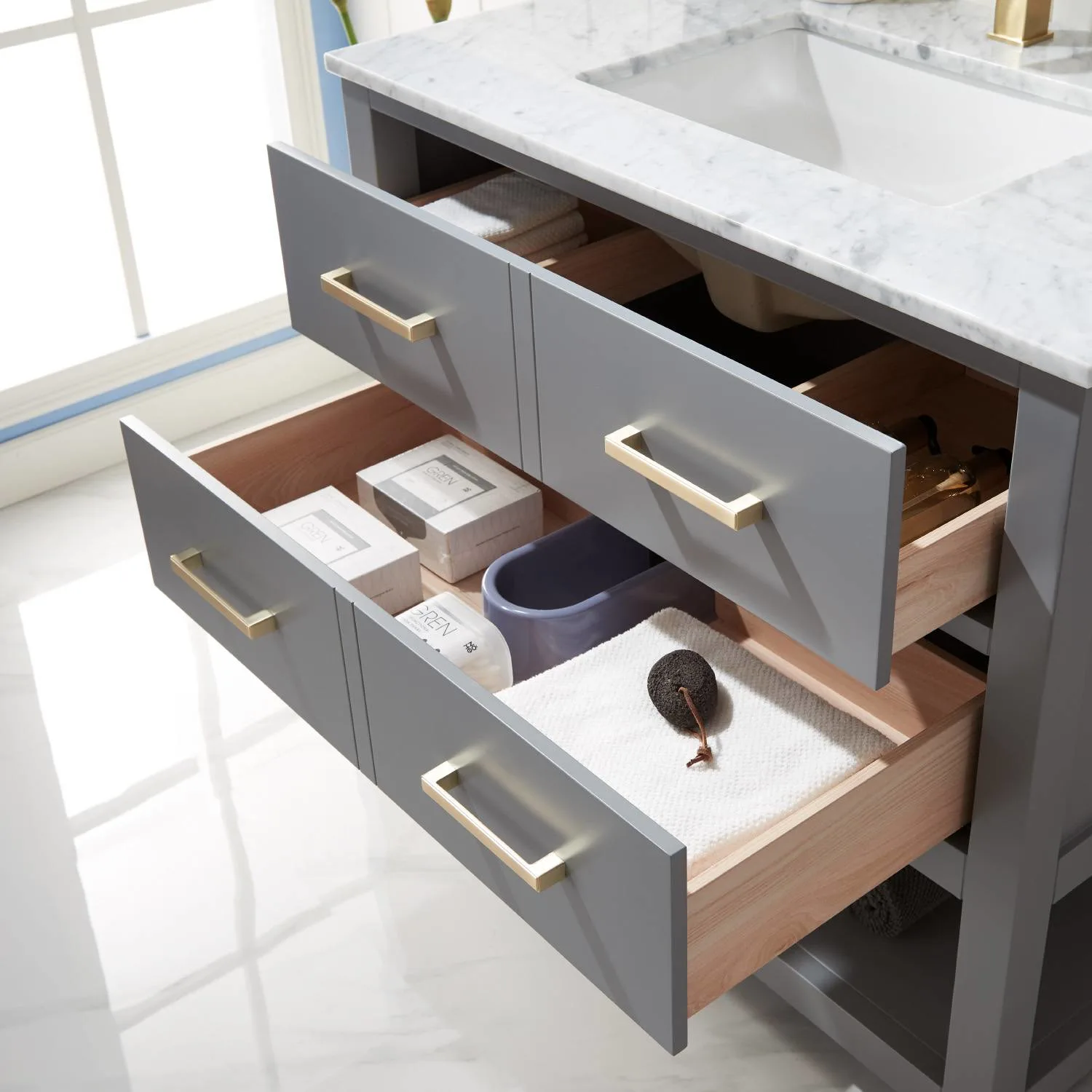 Altair Remi 36 Inch Solid Plywood White Carrara Single Vanity - image 7