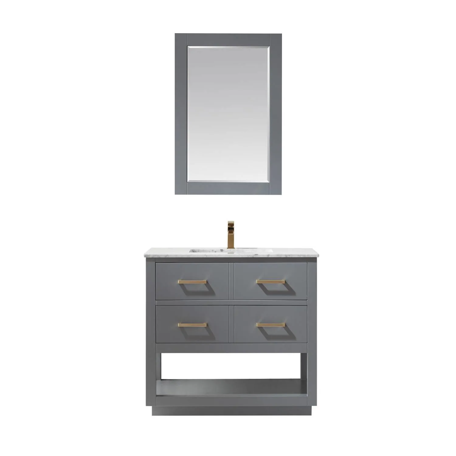Altair Remi 36 Inch Solid Plywood White Carrara Single Vanity