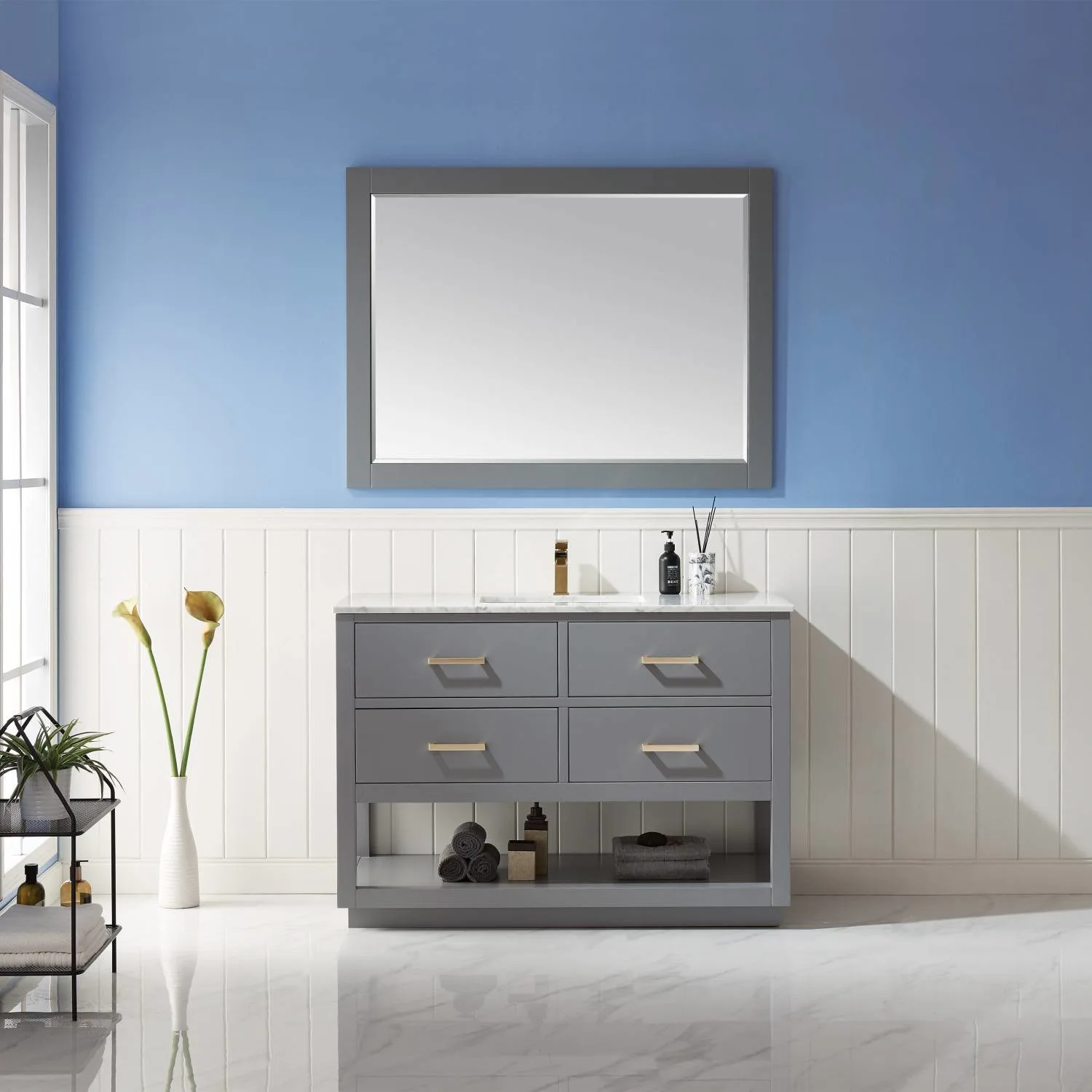 Altair Remi 48 Inch Solid Plywood White Carrara Single Vanity - image 2