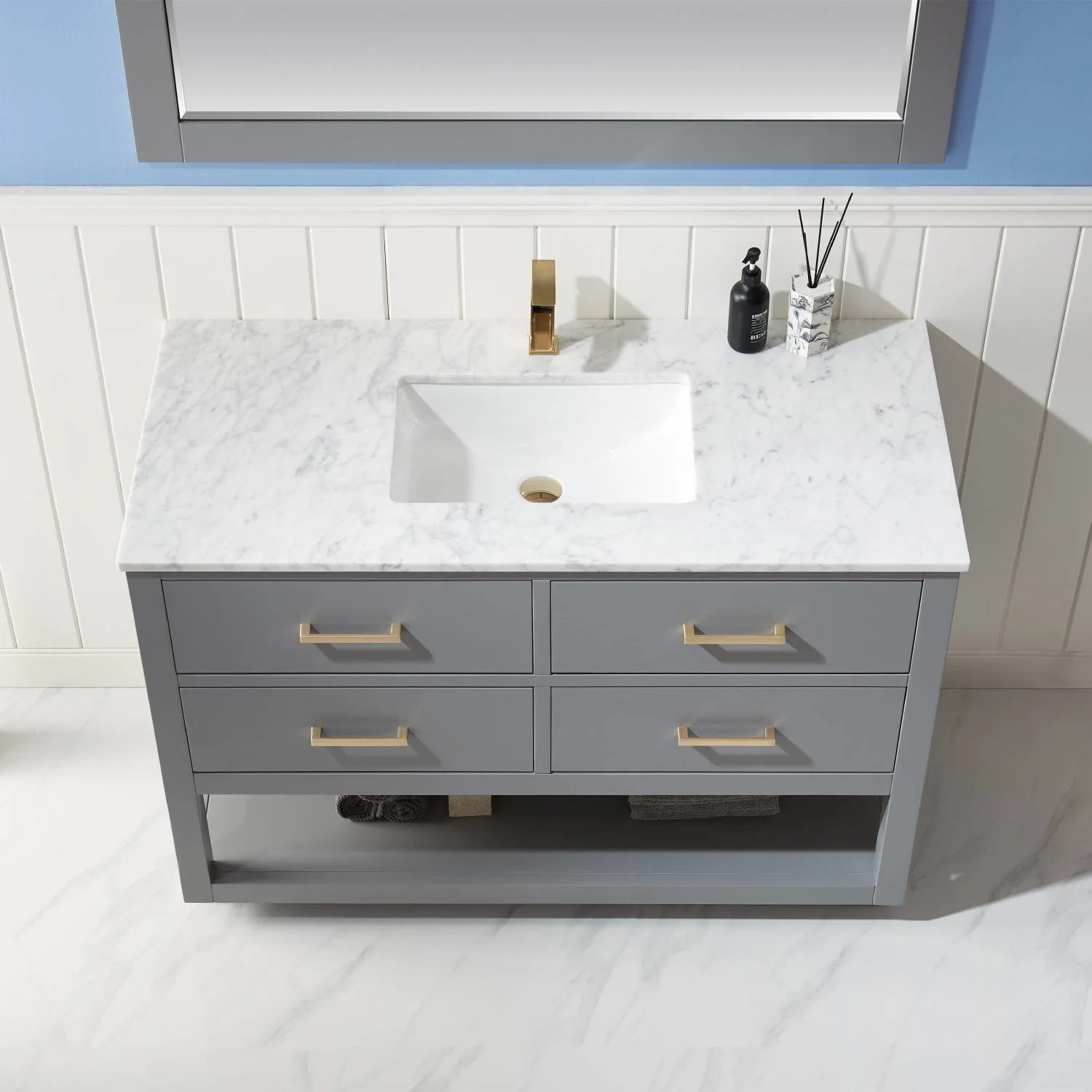 Altair Remi 48 Inch Solid Plywood White Carrara Single Vanity - image 5