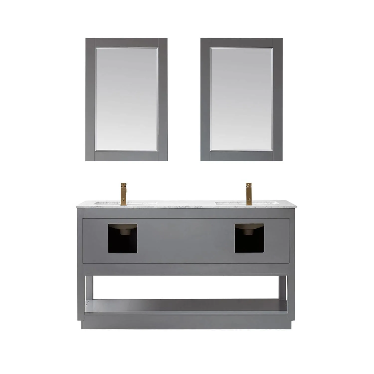 Altair Remi 60 Inch Solid Plywood White Carrara Double Vanity - image 2
