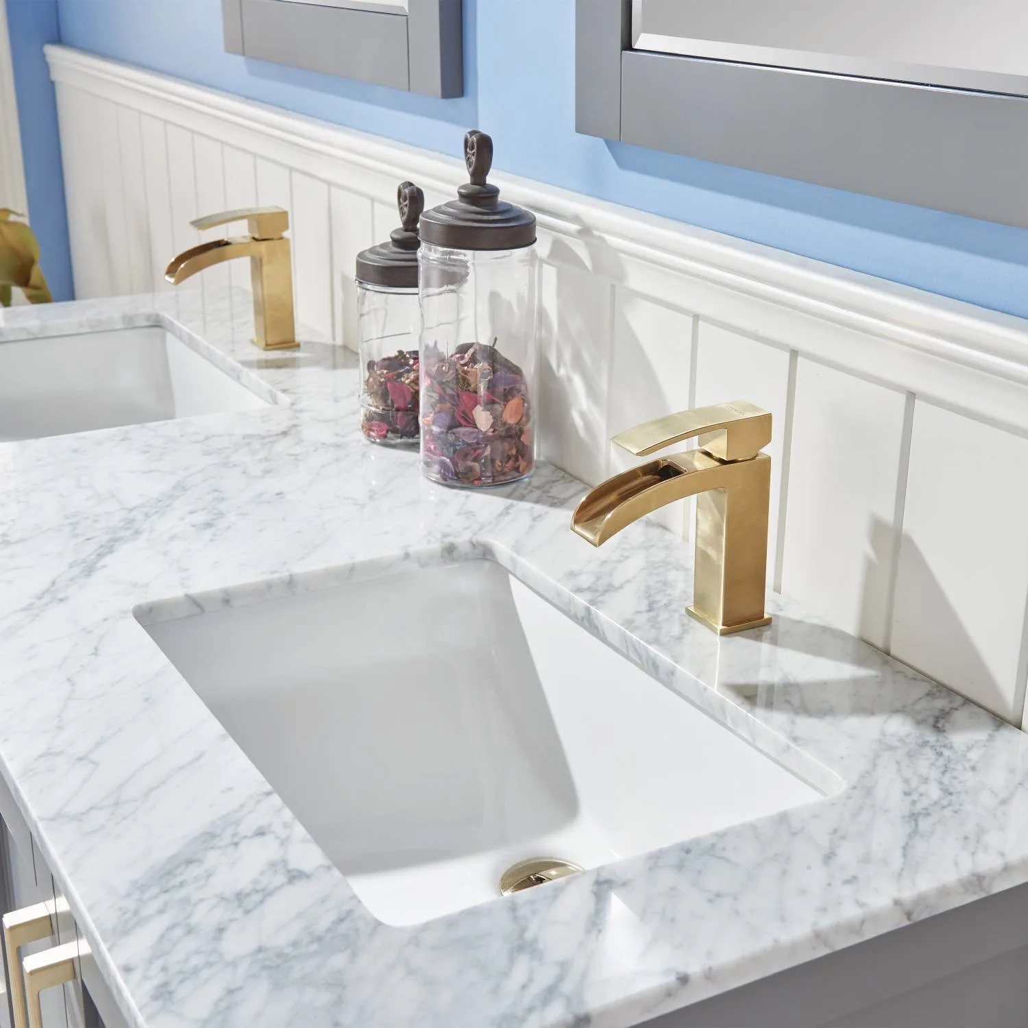 Altair Remi 60 Inch Solid Plywood White Carrara Double Vanity - image 9