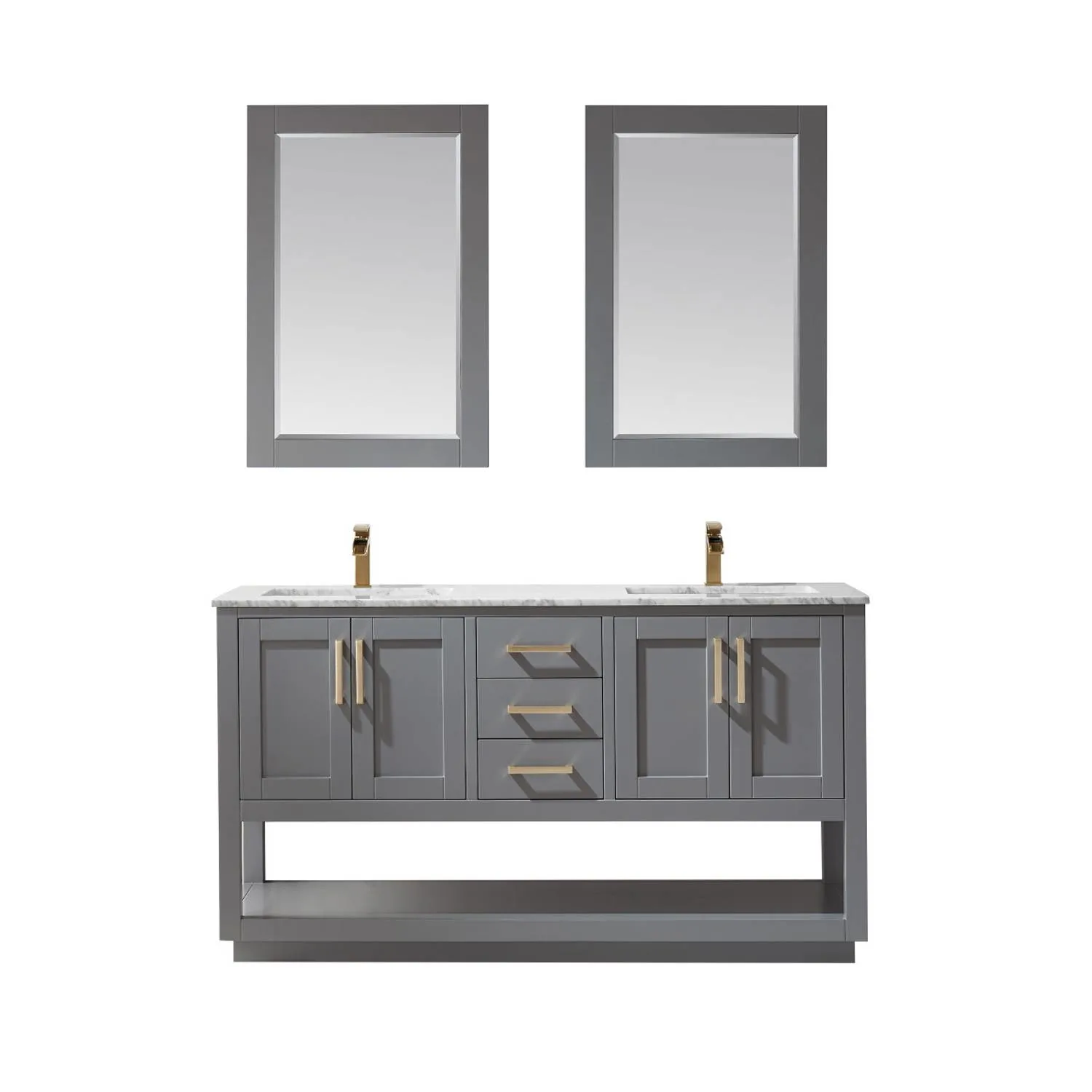 Altair Remi 60 Inch Solid Plywood White Carrara Double Vanity