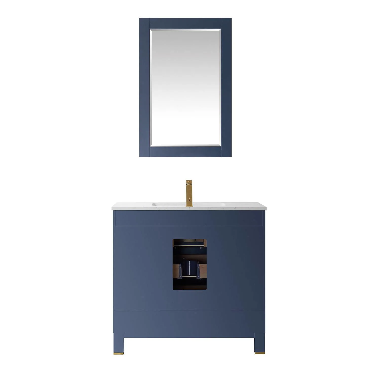 Altair Jackson 36 Inch Solid Plywood White Carrara Stone Single Vanity - image 2