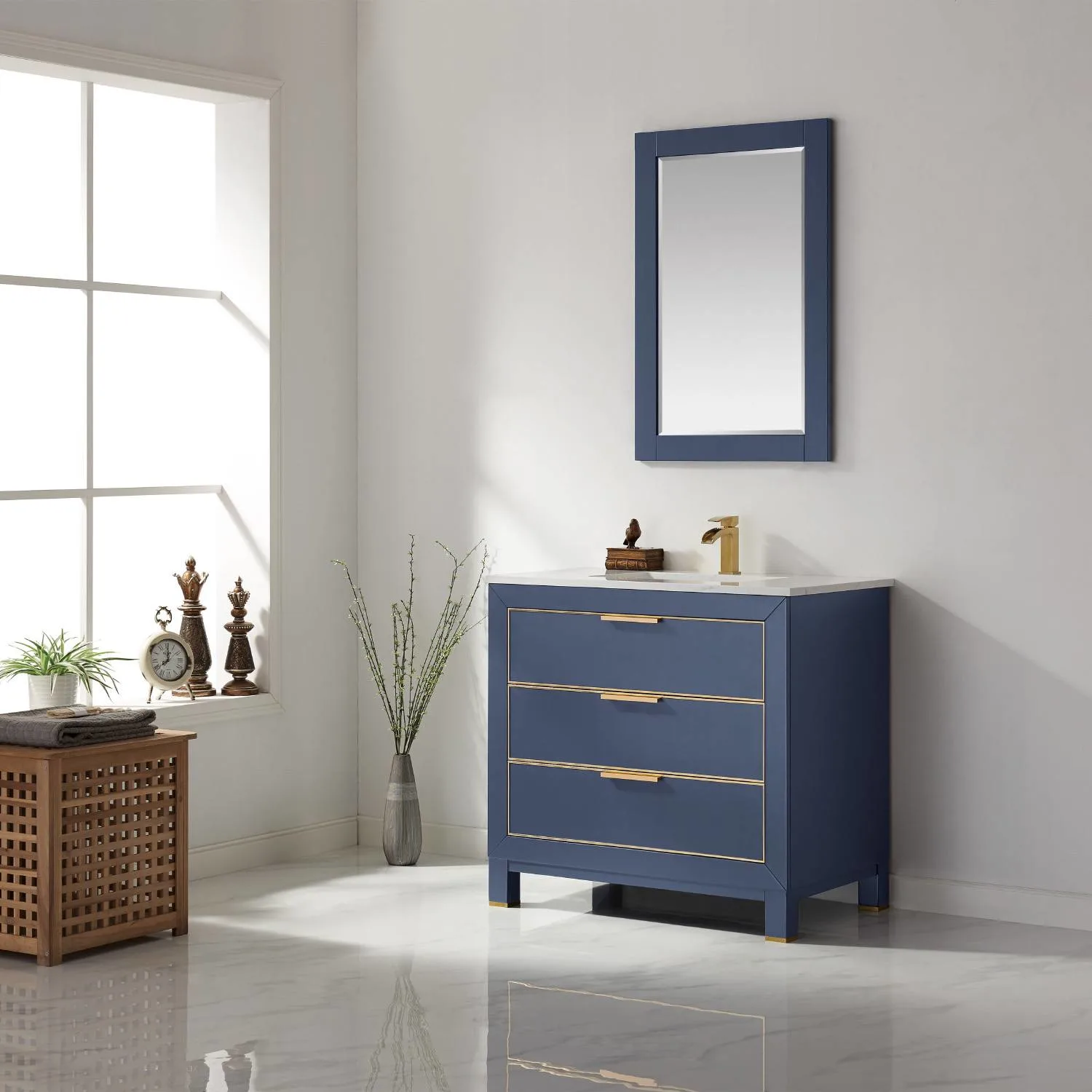 Altair Jackson 36 Inch Solid Plywood White Carrara Stone Single Vanity - image 4
