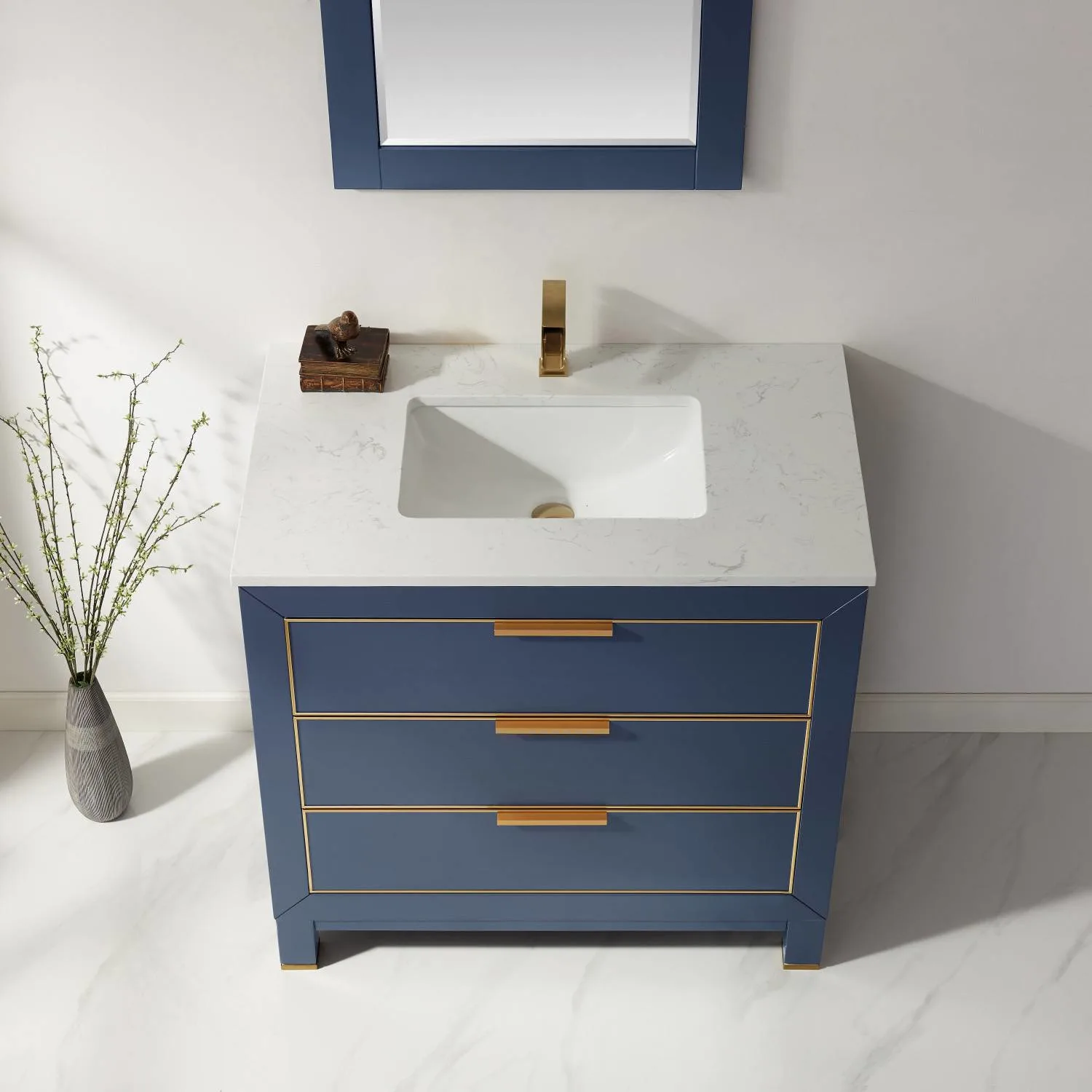 Altair Jackson 36 Inch Solid Plywood White Carrara Stone Single Vanity - image 6