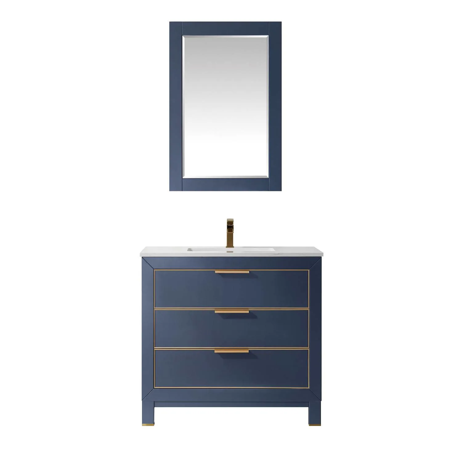 Altair Jackson 36 Inch Solid Plywood White Carrara Stone Single Vanity