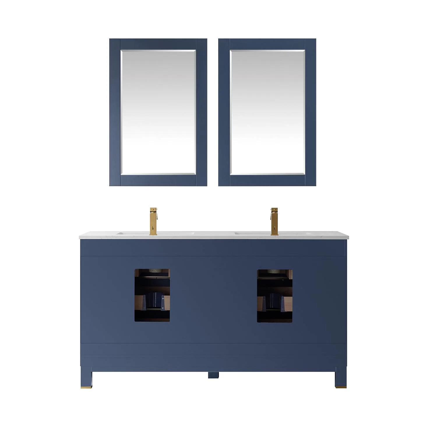 Altair Jackson 60 Inch Solid Plywood White Carrara Stone Double Vanity - image 2