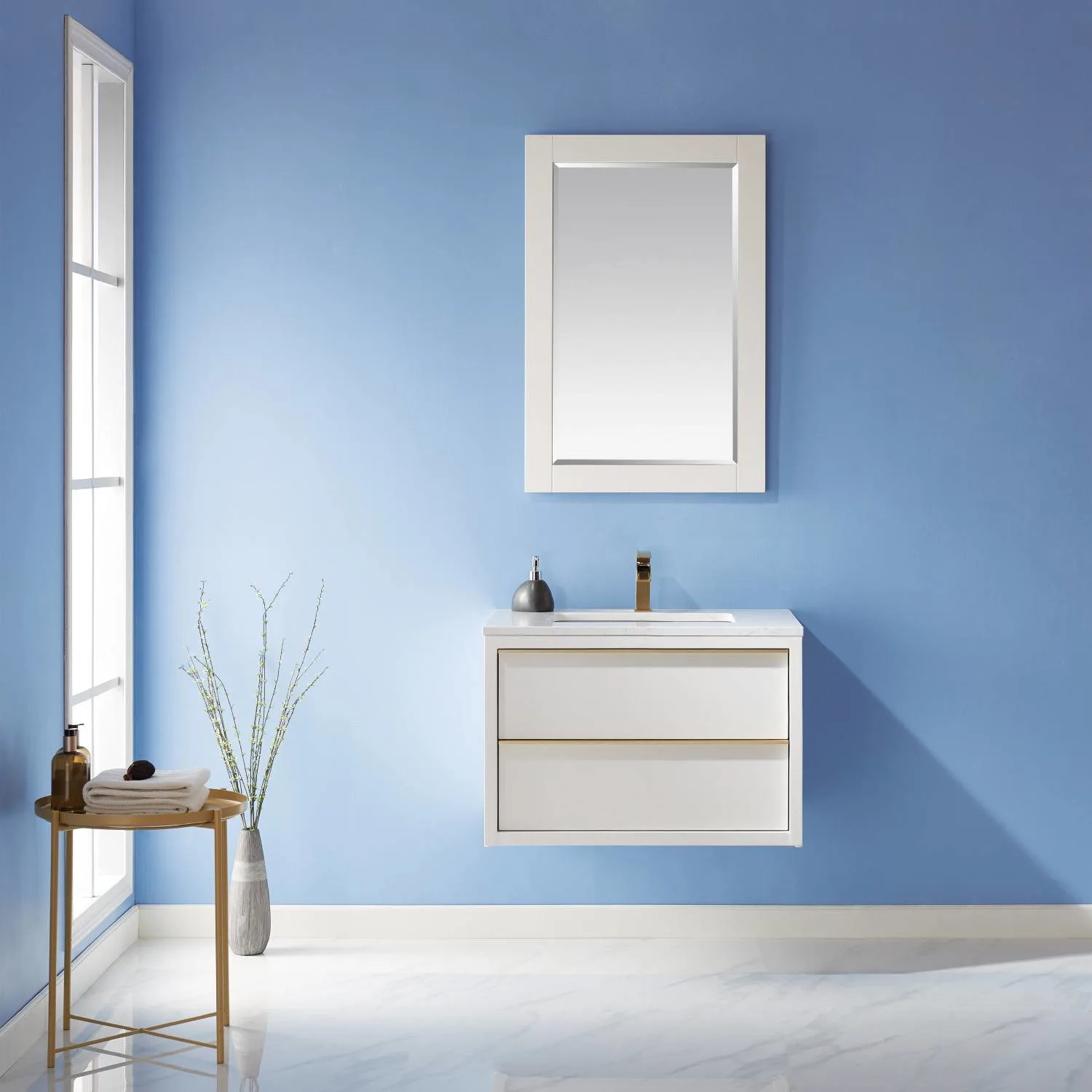 Altair Morgan 30 Inch White Plywood White Carrara Stone Single Vanity - image 3