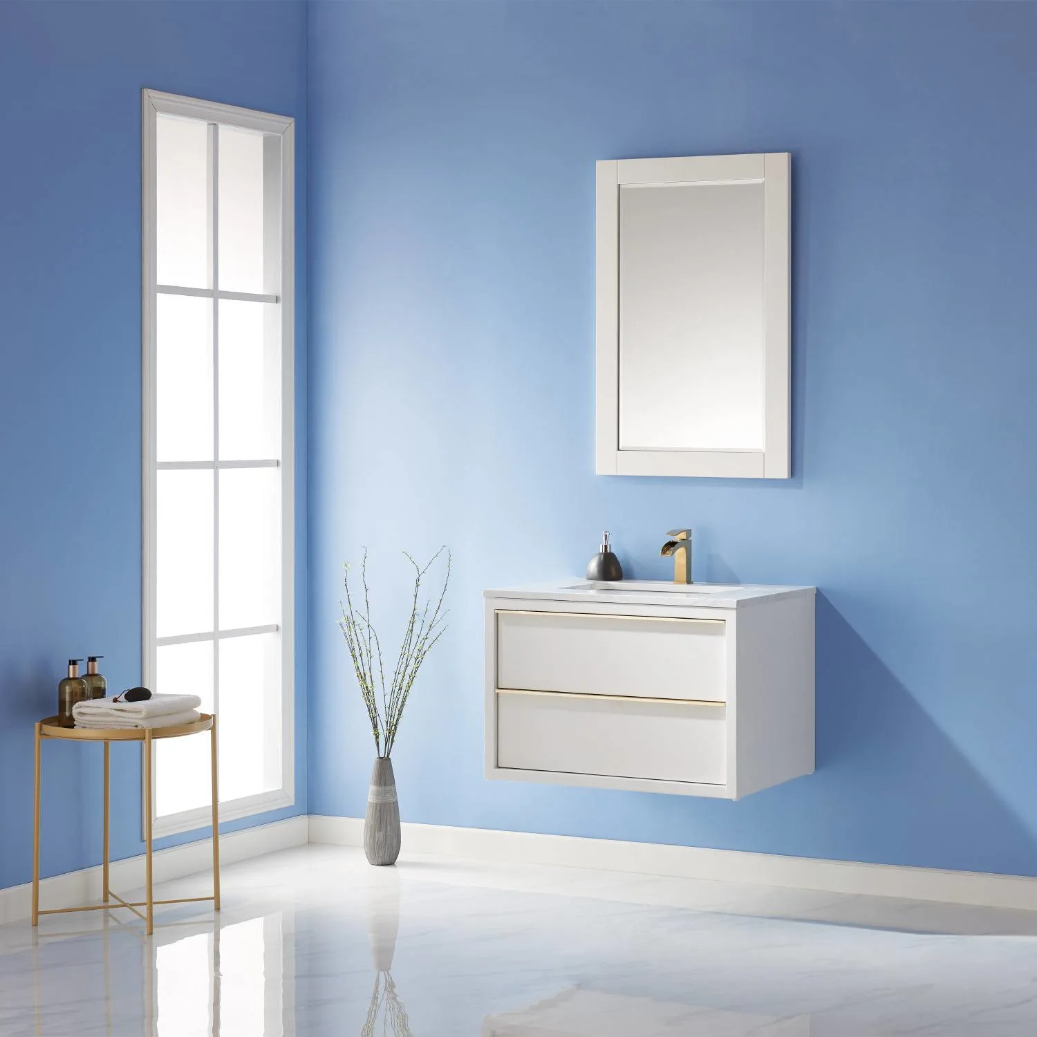 Altair Morgan 30 Inch White Plywood White Carrara Stone Single Vanity - image 4